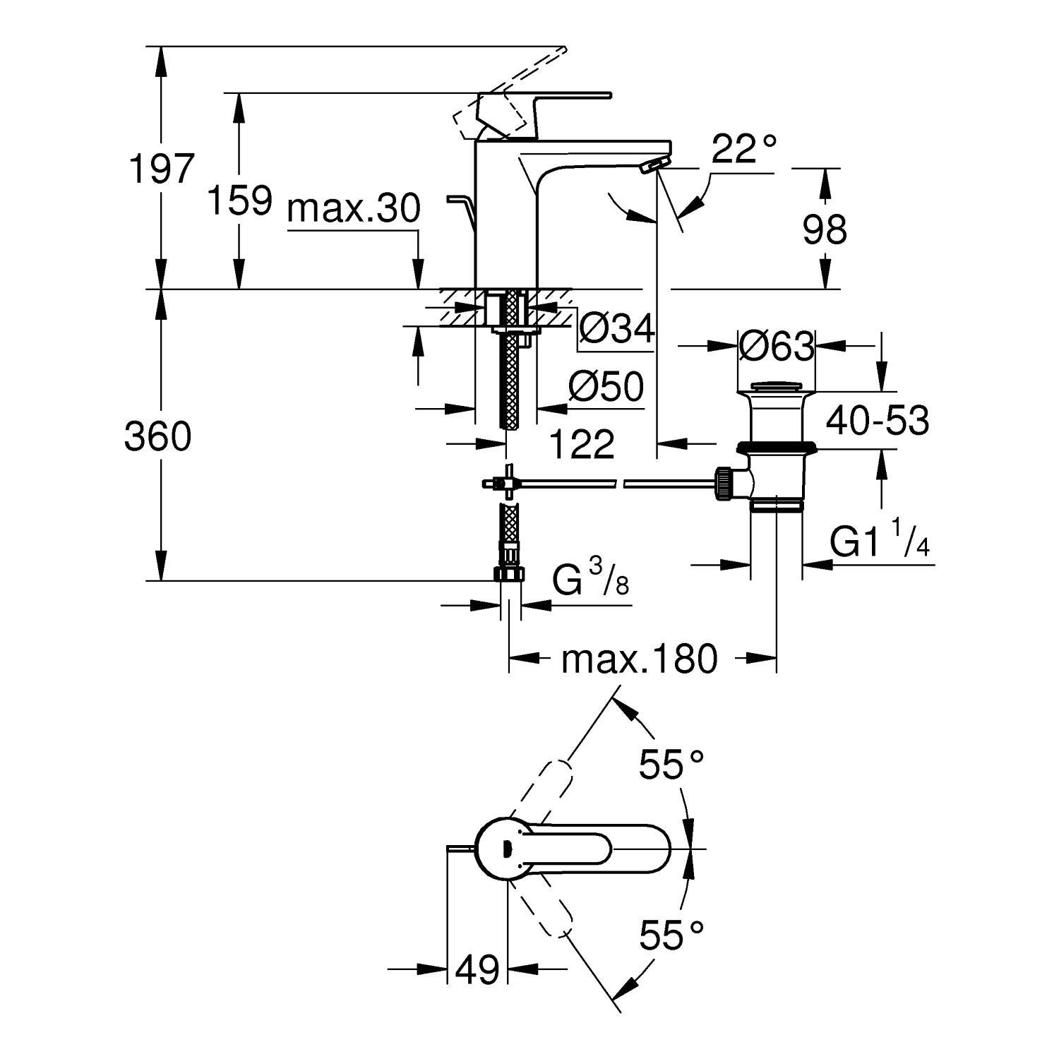 Mitigeur de lavabo chrome, Get Medium - QuickFix, GROHE - 2