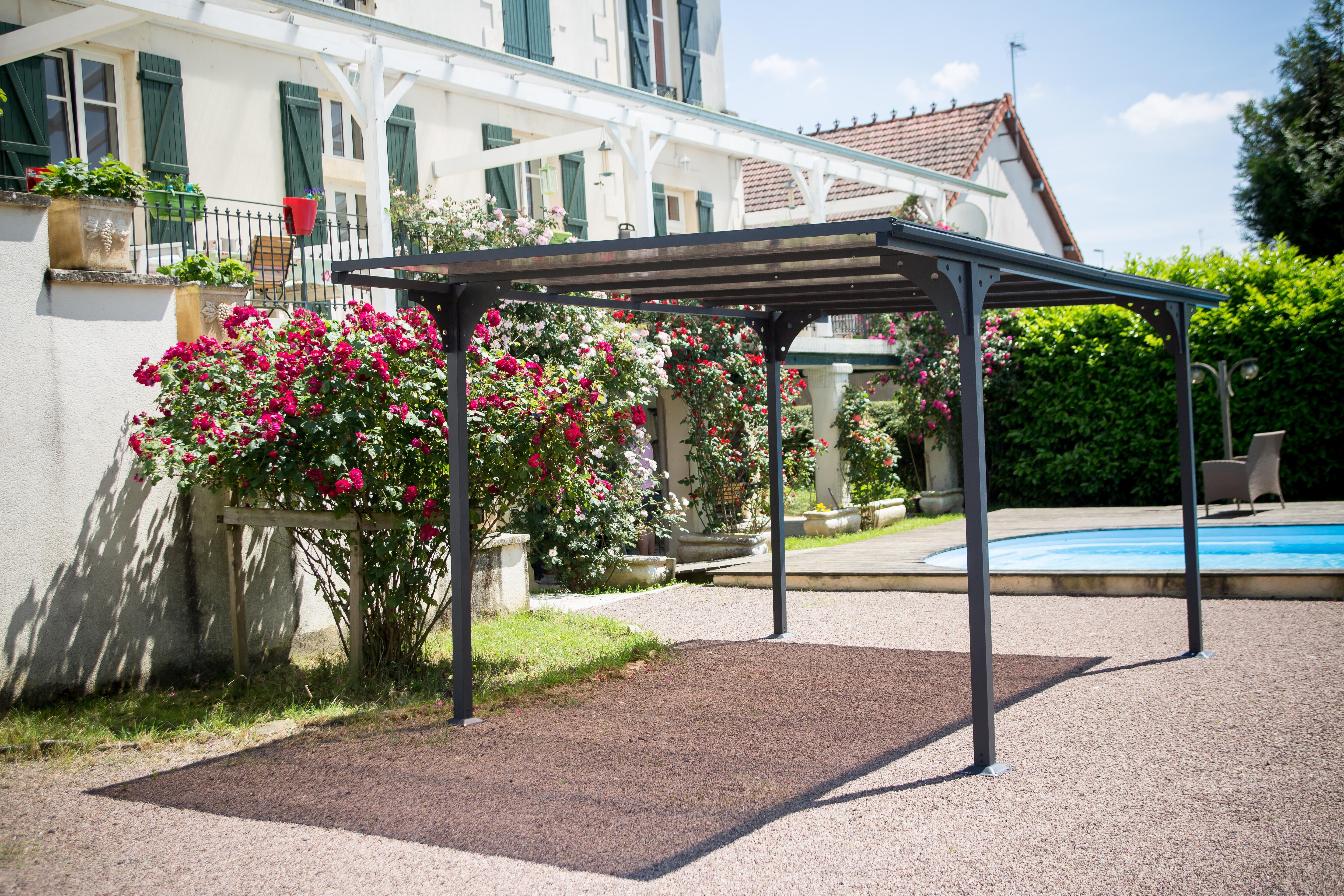 Carport aluminium HABRITA 1 voiture, 14.7 m² - 7
