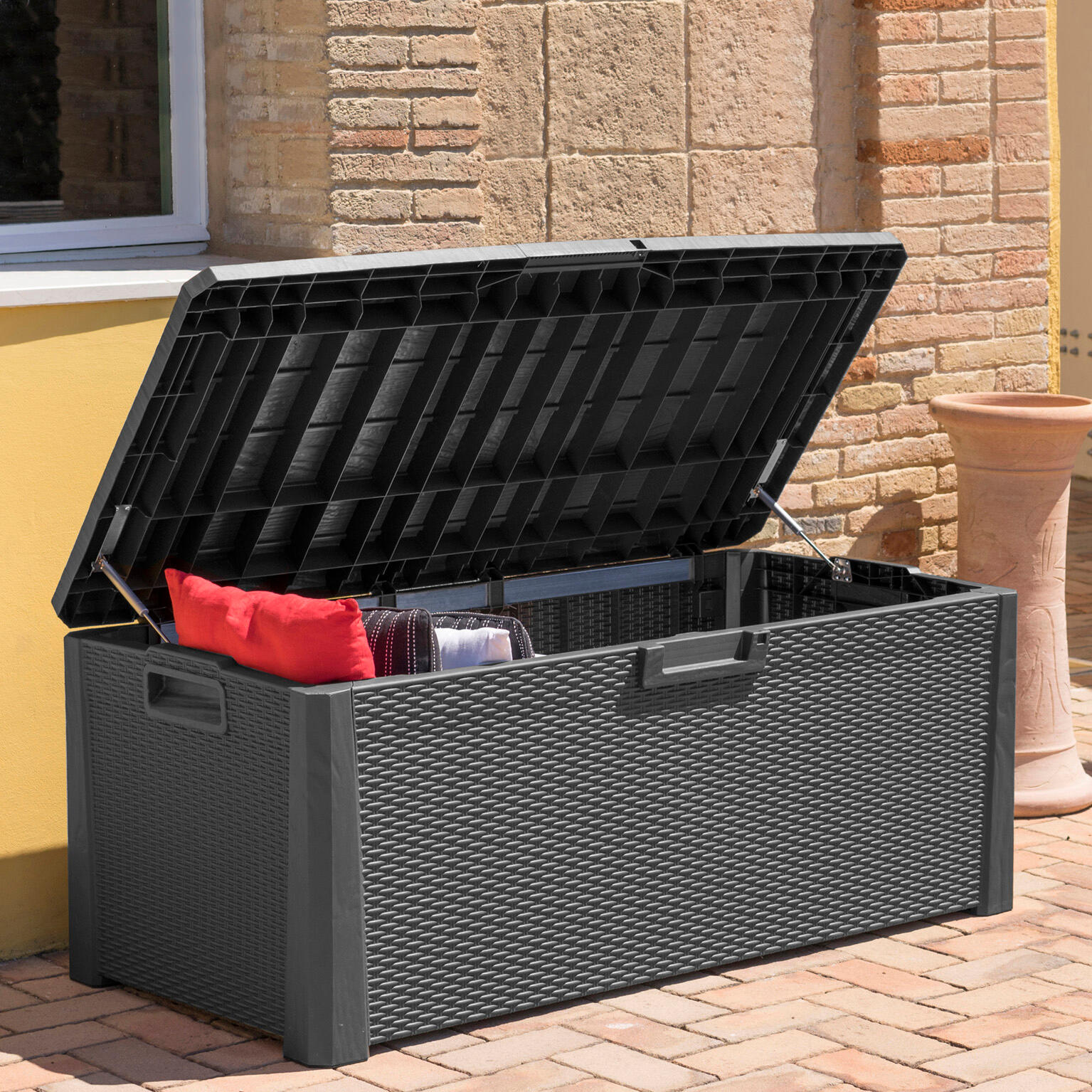 Coffre de jardin résine Nevada anthracite, 550 l - 2