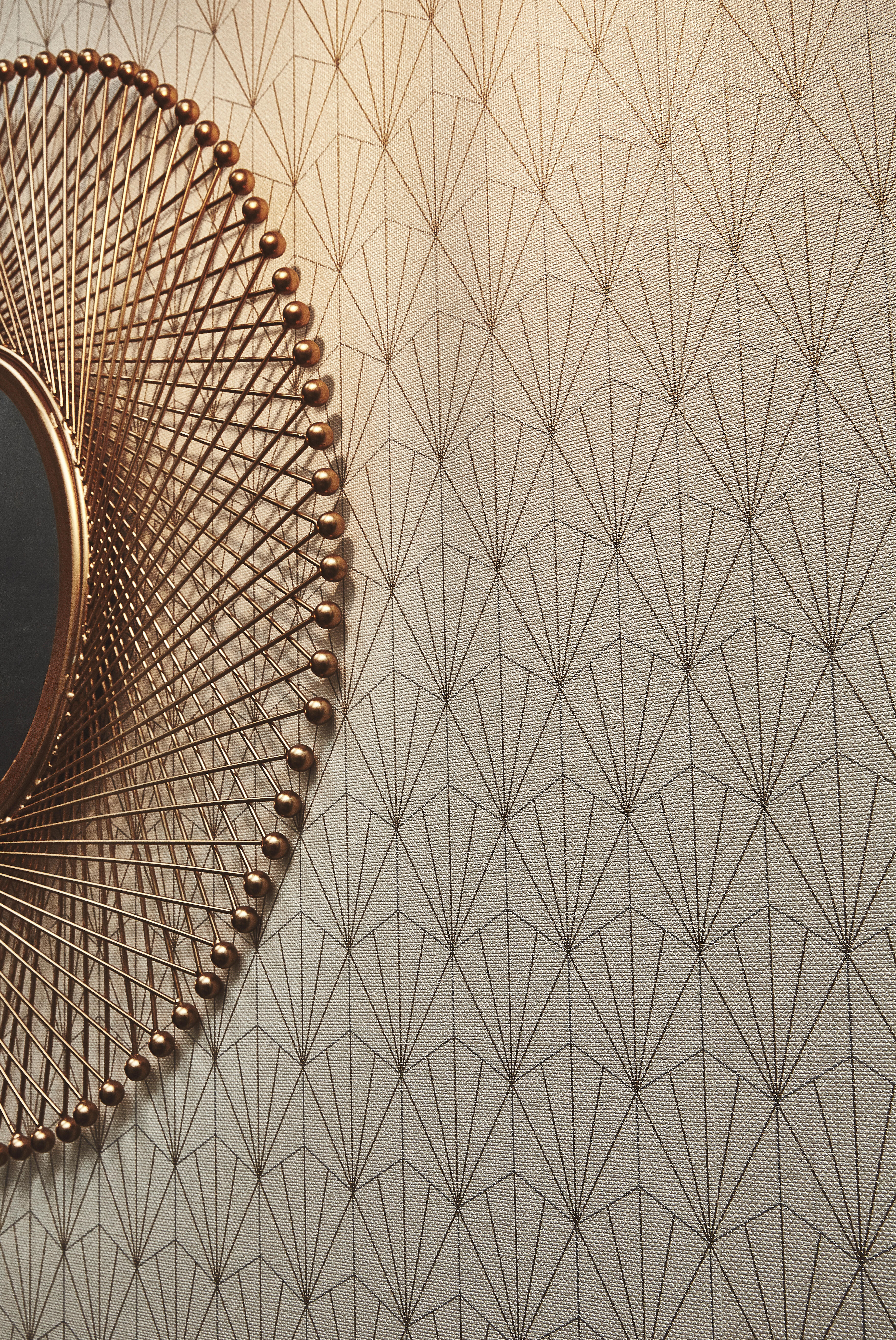 Papier peint intissé Motif geo blanc et or - 9