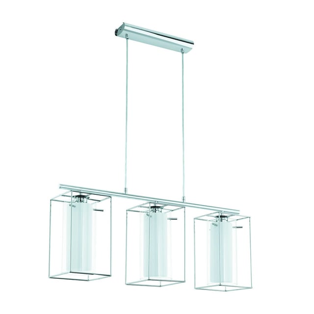Lampadario Neoclassico Loncino 1 cromo paralume bianco e trasparente 3x E27 Ø0cm EGLO