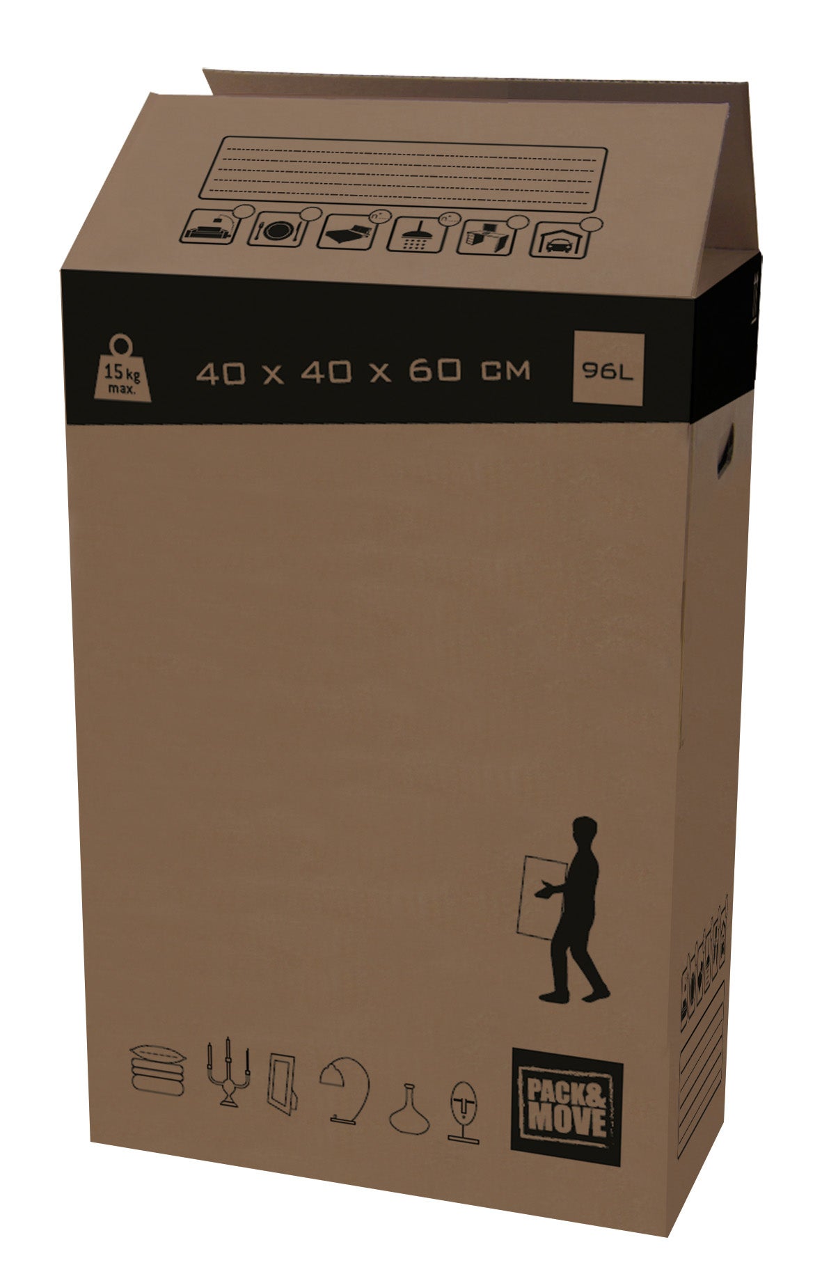 Carton de déménagement 96 l, l.40 cm x H.60 cm x p.40 cm - 3