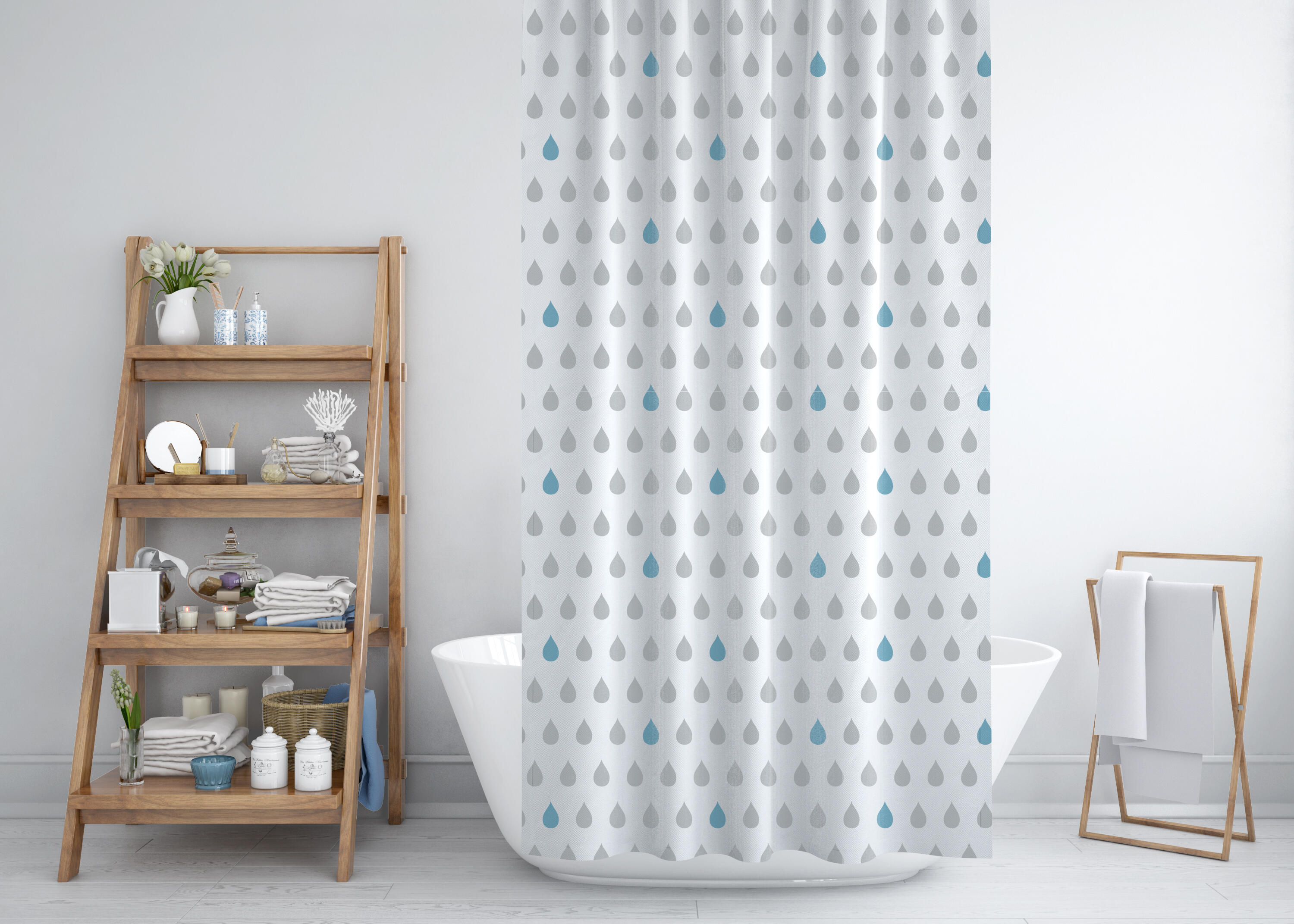 Lkw Ogechi 200cm Goutte Rideau De Douche Anti-Moisissure Et Imperméable, 180-300cm Extra Large PEVA Rrideau De Douche, Rideau De Douche Fleurs Blanches, PEVA Rideaux De Bain Lavable (180x200cm