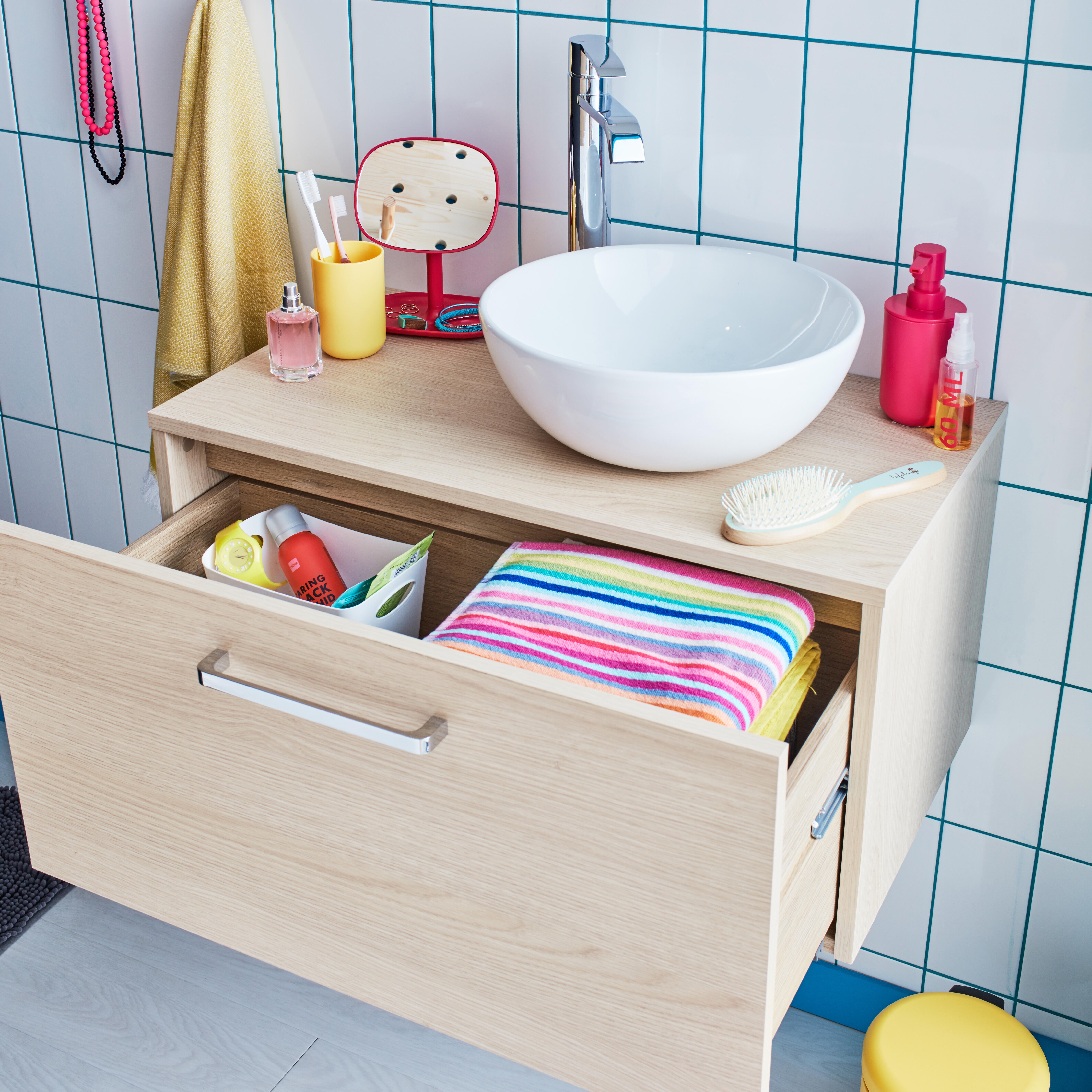 Mobile da bagno sospeso sotto lavabo L 70 x H 35.9 x P 38 cm rovere opaco, 1 cassetto SENSEA Easy - 5