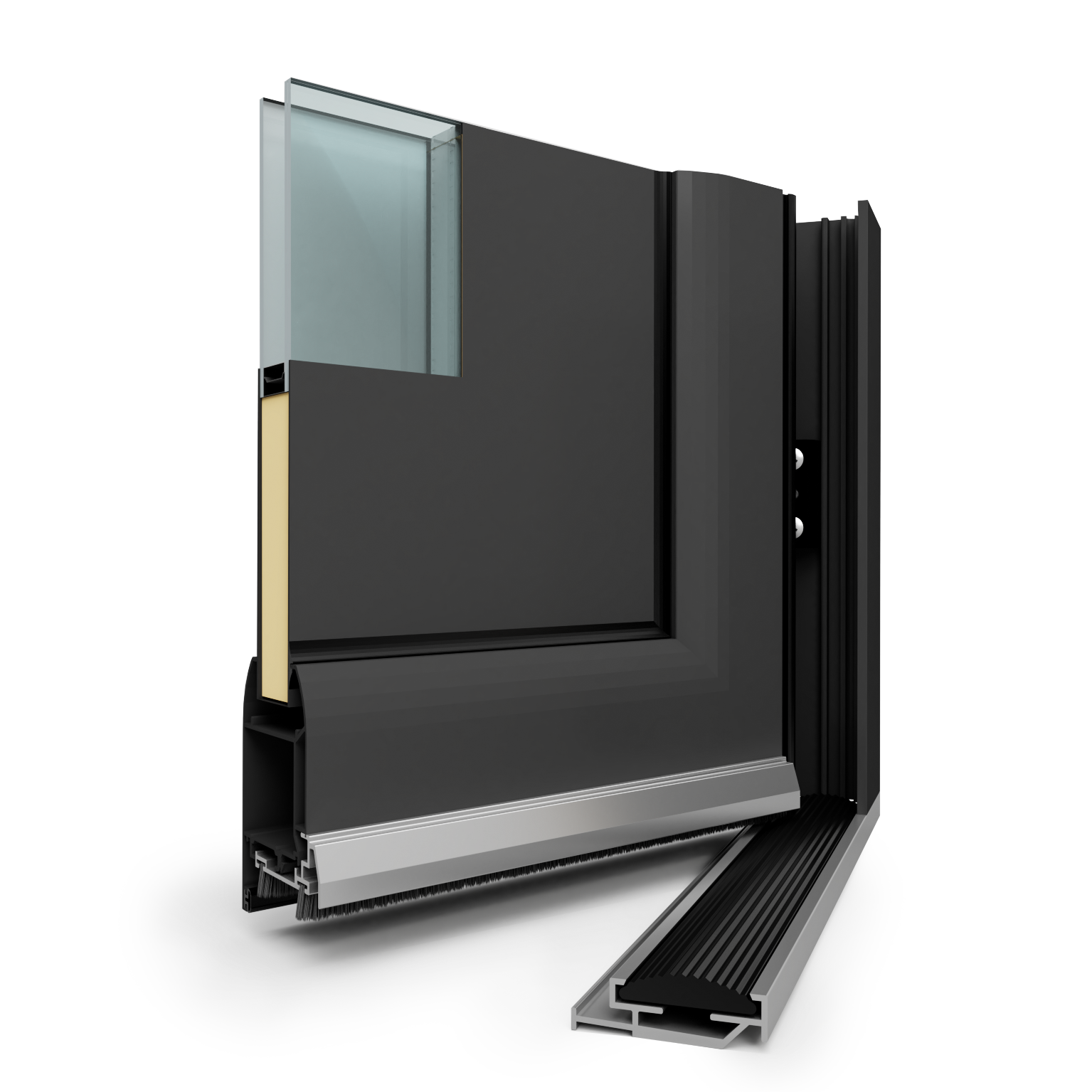 Porte service Alu TRYA H.200 x l.80 cm vitrée gris anthracite, poussant droit - 7