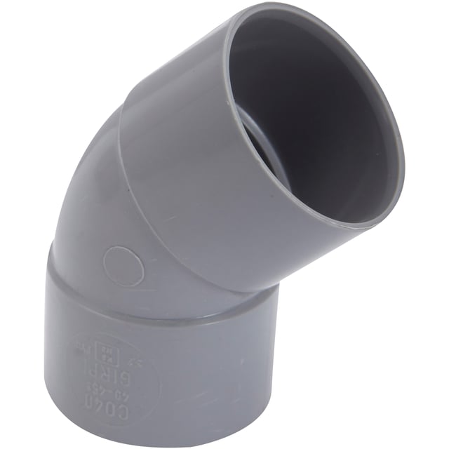 Coude 45° en pvc à coller, femelle / femelle, D.40