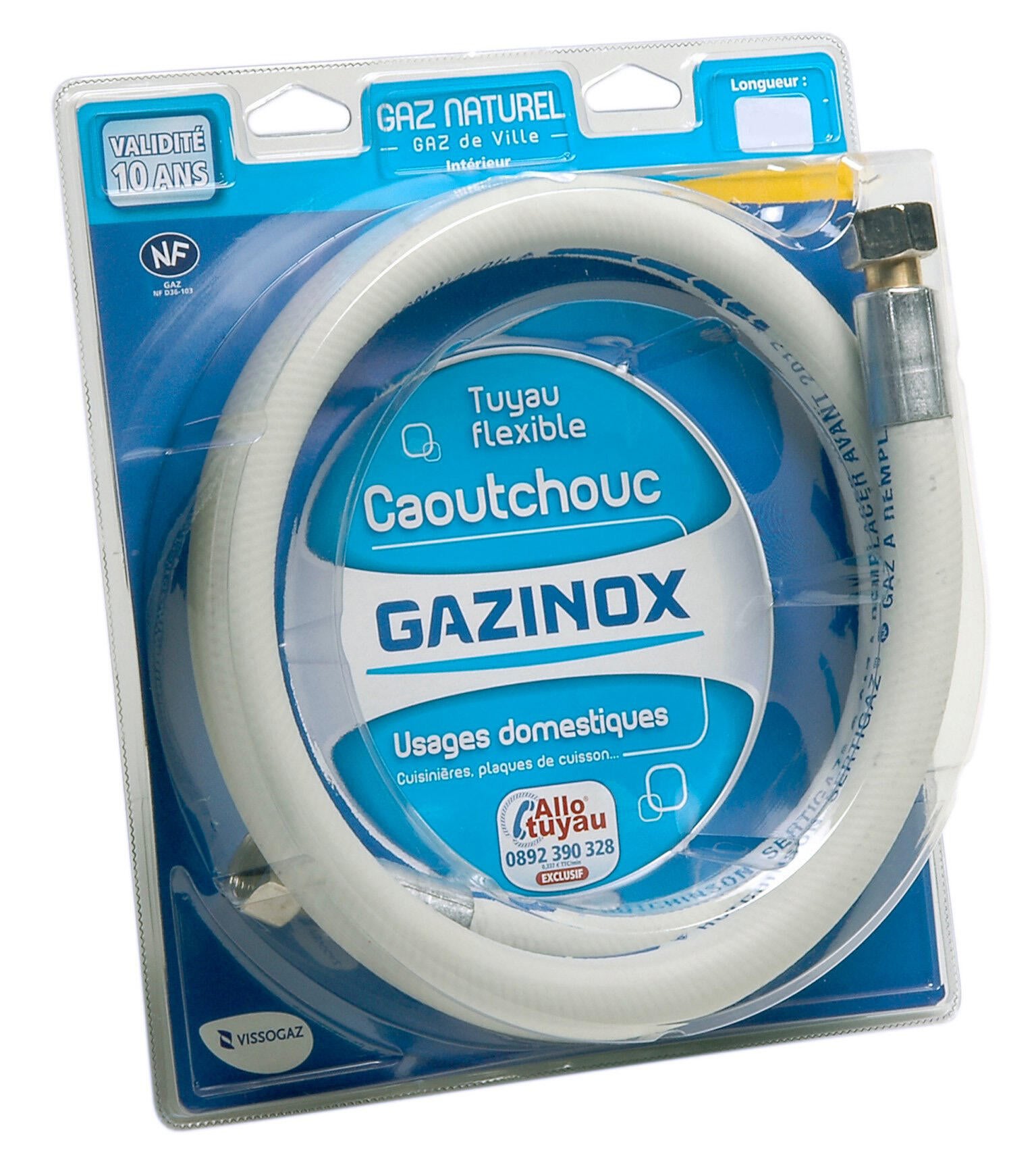 Tuyau caoutchouc gaz naturel, garantie 10 ans, H.150 cm GAZINOX - 3