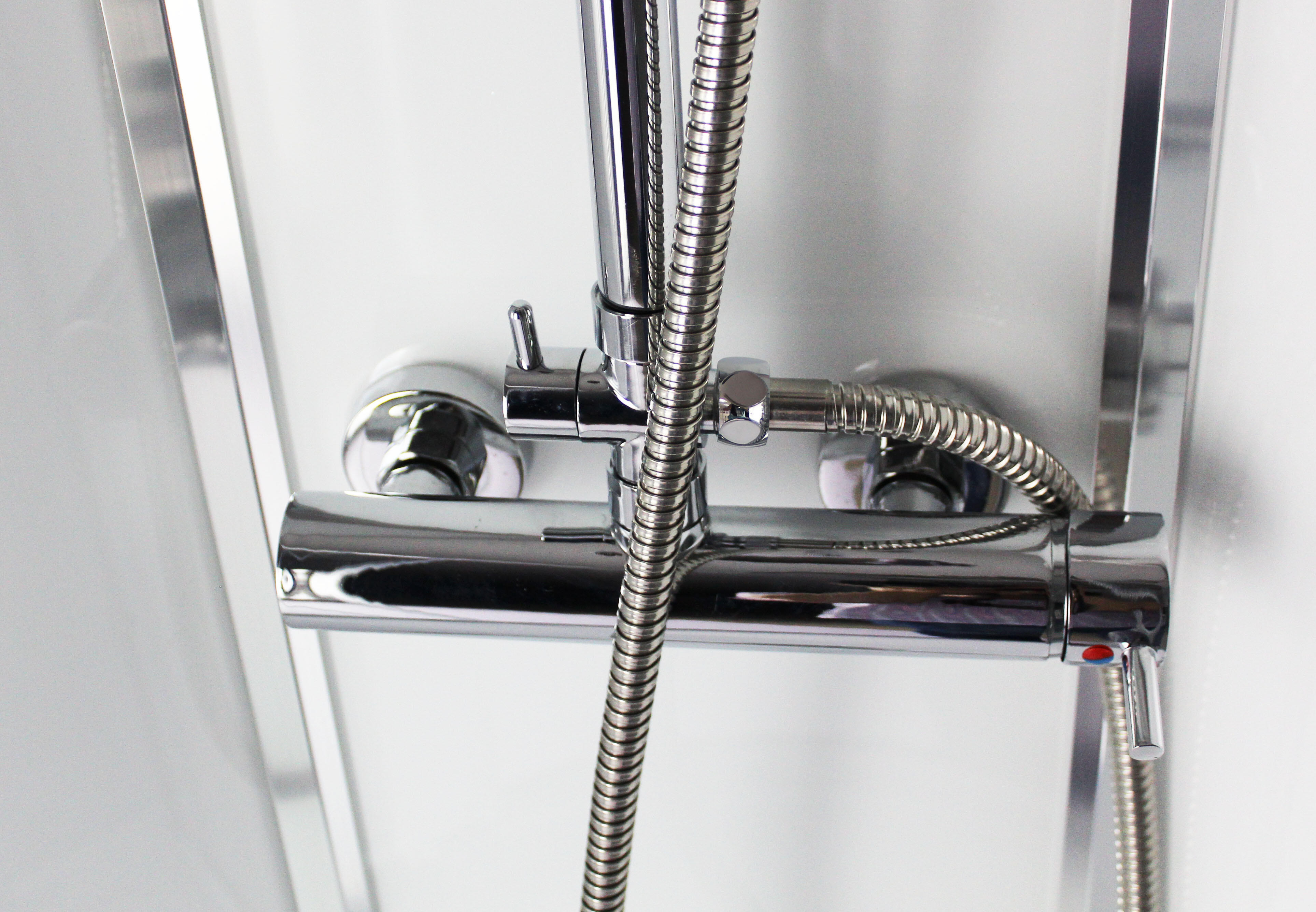 Cabine de douche ¼ de cercle, 90x90cm, noire, verre transparent 5mm, LYS - 3