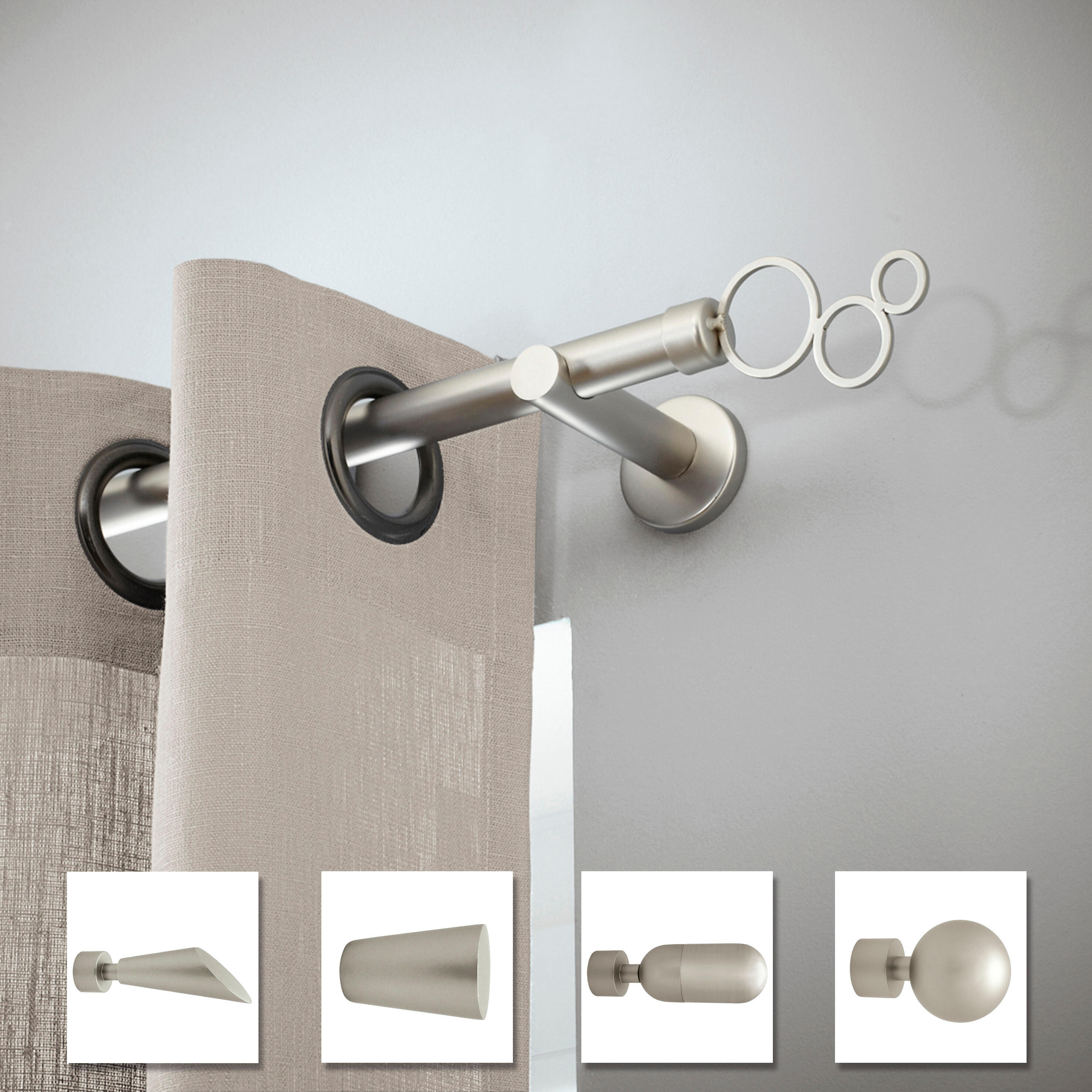 Tringle à rideaux, métal diamètre 28mm Longueur 250cm nacre