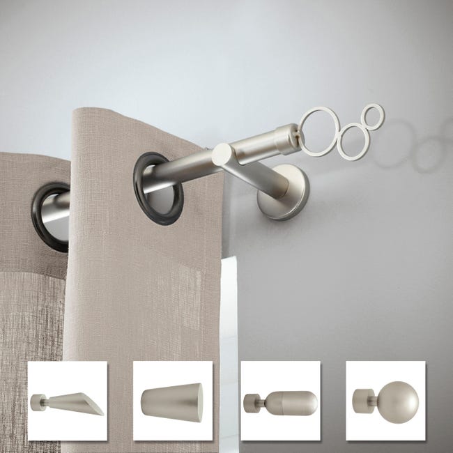 Tringle à rideaux, métal diamètre 28mm Longueur 250cm nacre Tringle à rideaux, métal diamètre 28mm Longueur 250cm nacre