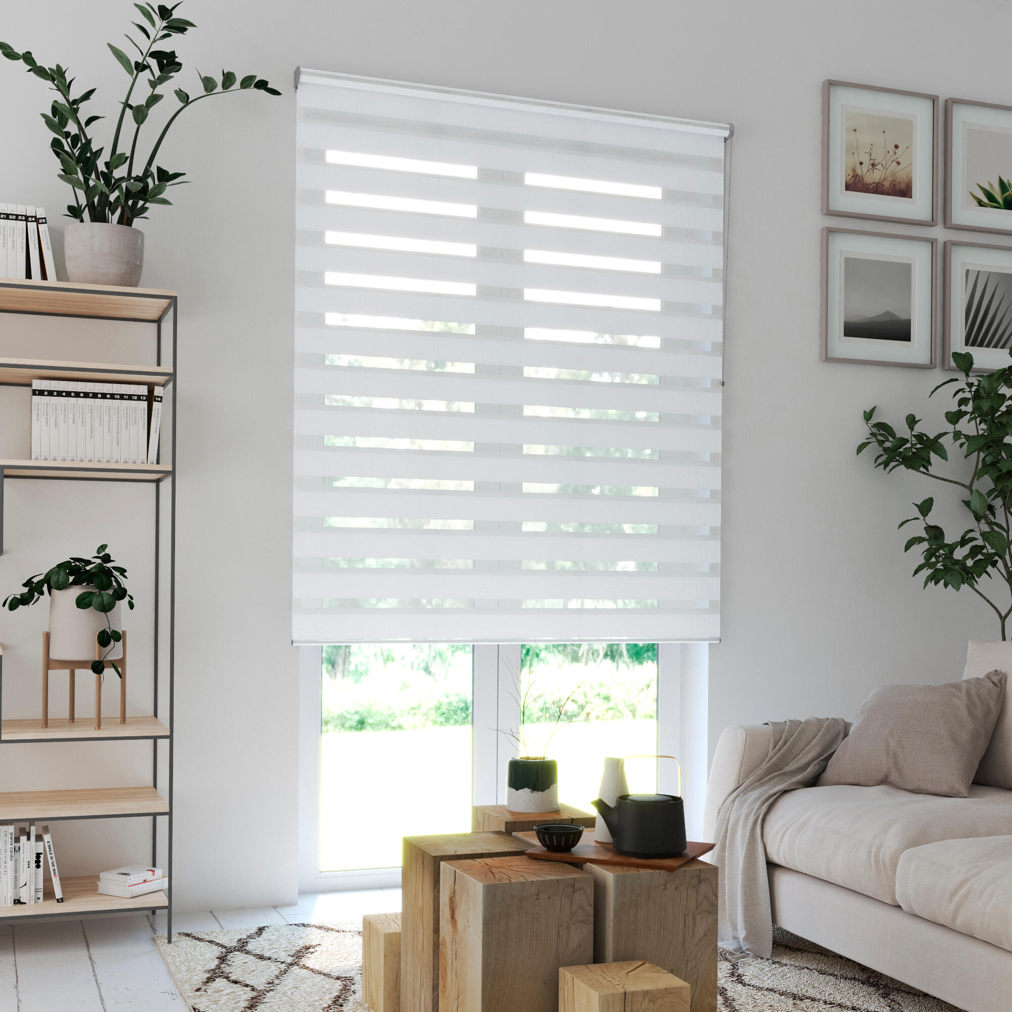 Store enrouleur jour/nuit Québec blanc, l.150 x H.250 cm, INSPIRE