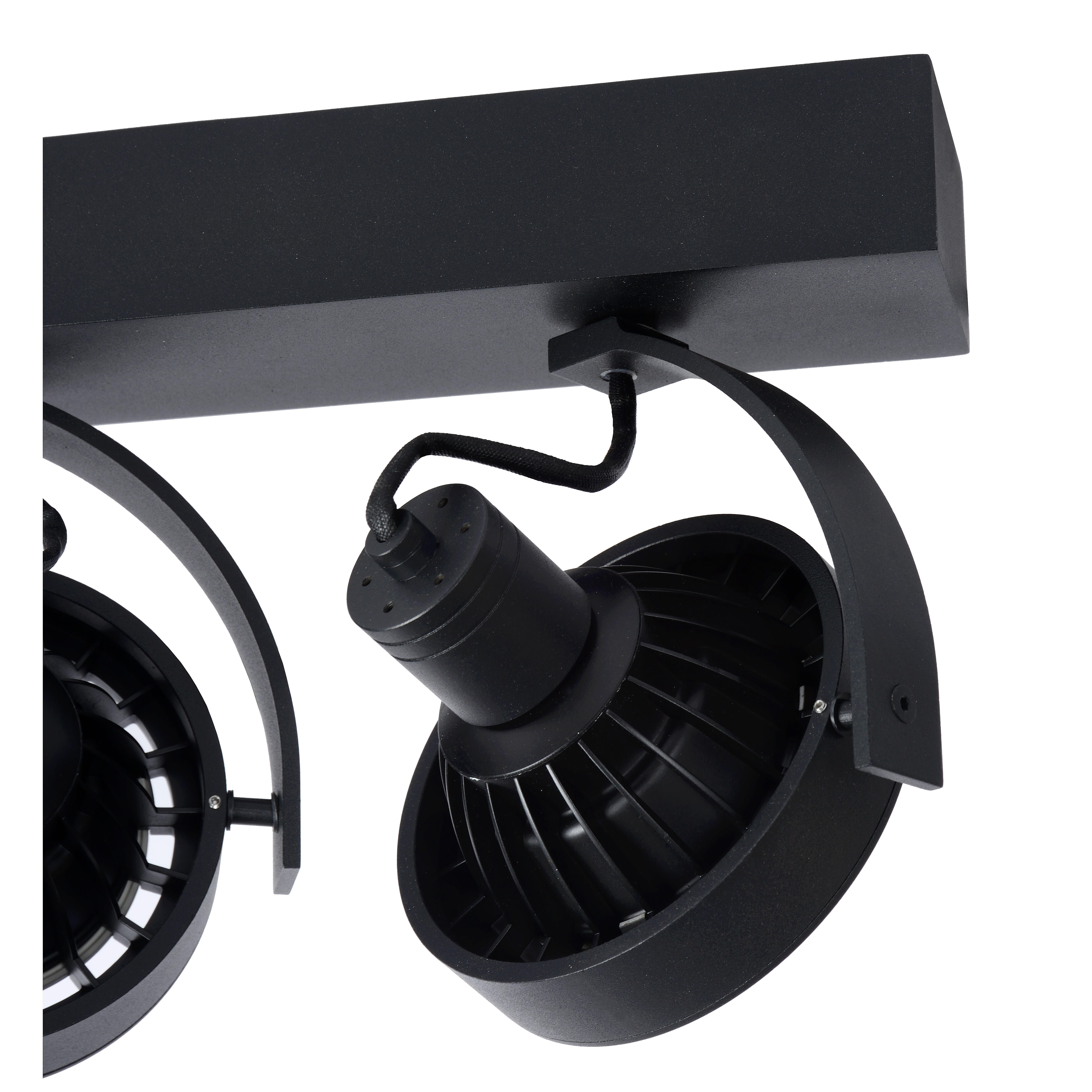 Rampe 2 spots gu10, industriel, aluminium noir, LUCIDE Dorian - 4