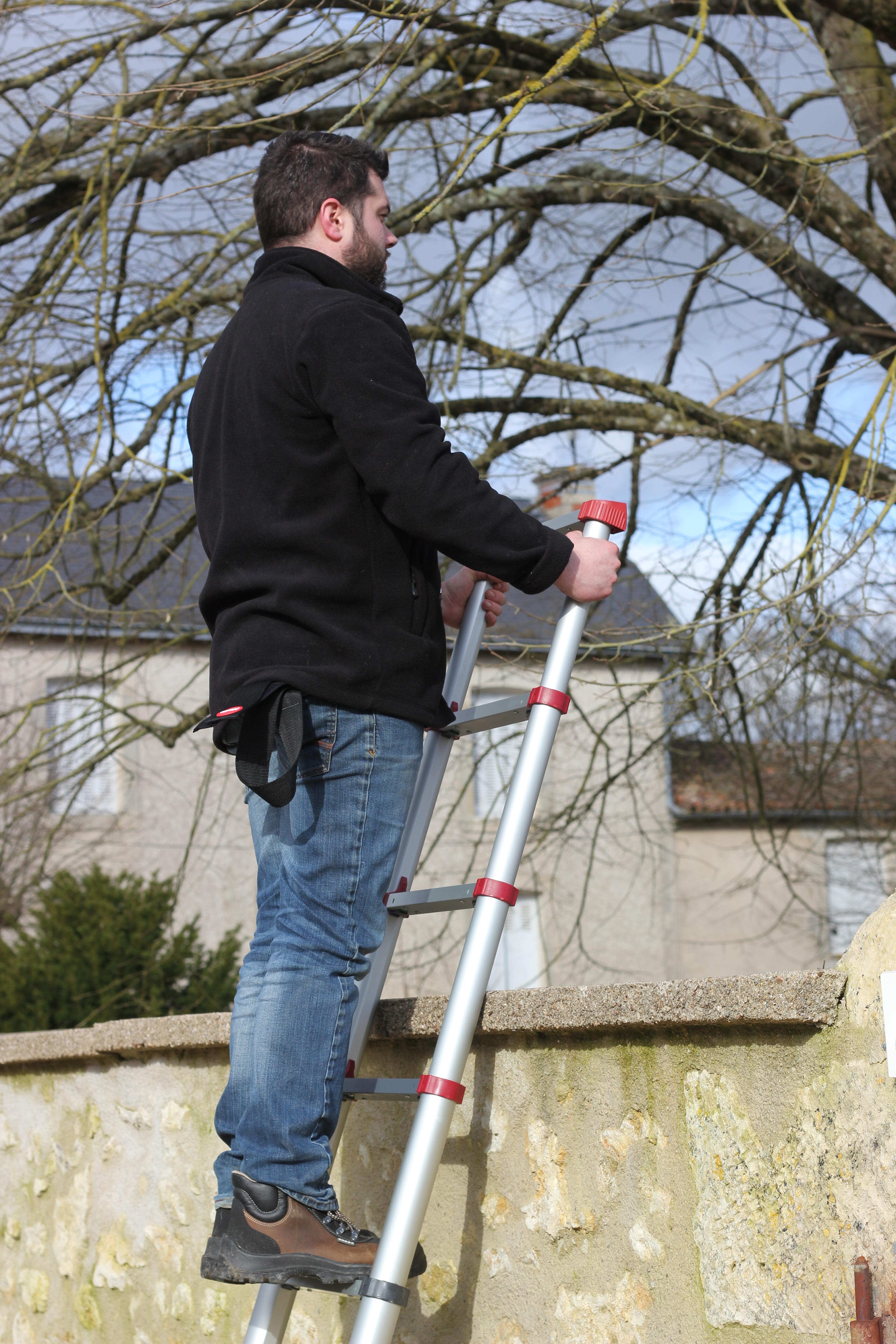 Echelle télescopique aluminium HAILO 13 marches - 12