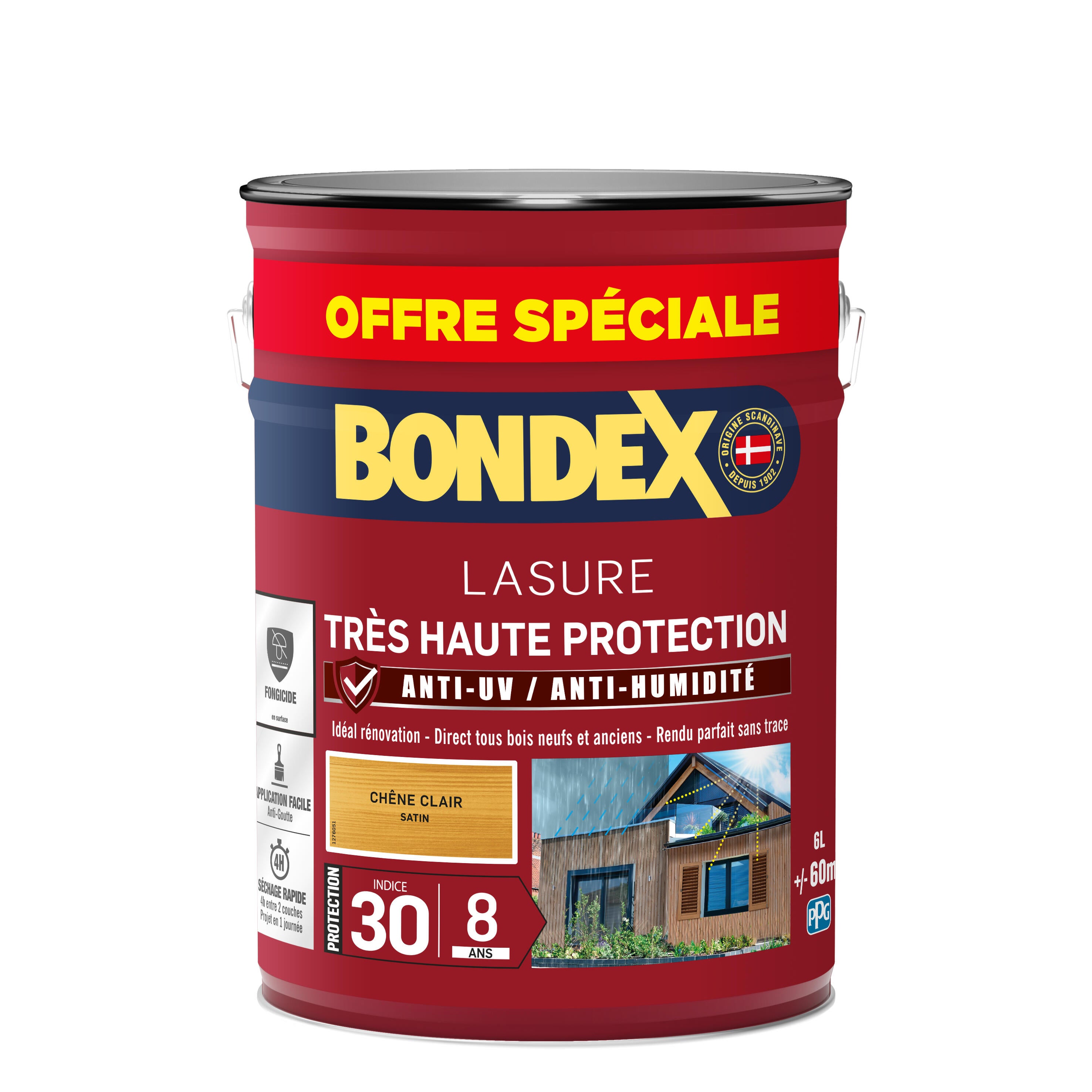 Lasure BONDEX Très haute protection 8 ans chêne clair satiné 5L+20% gratuit - 4