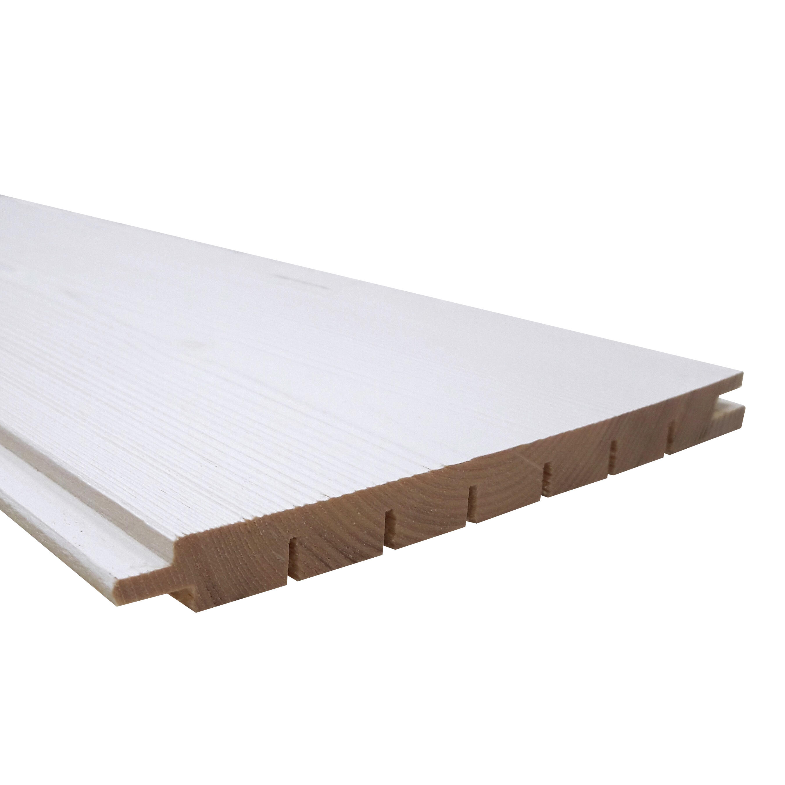 Lambris bois épicéa blanc brossé choix B PROTAC, L.205 x l.18 cm, Ep.16 mm - 2