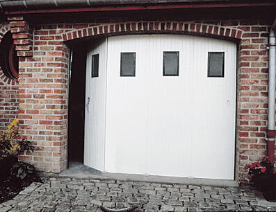 Porte garage coulissante PVC PRIMO/hublots H.200 x l.240 blanc