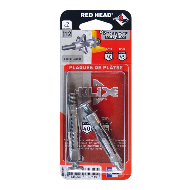 Cheville murale avec vis klix RED HEAD x L.53 mm