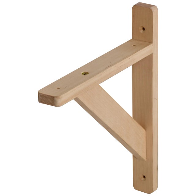 Equerre de fixation murale bois brut marron, H.25 x P.20 cm