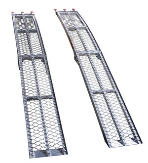 2 Rampes De Chargement Pliables Acier Galvanisé - Pour Moto, Quad, ATV - 180x22,5x4,5 Cm - 400 Kg