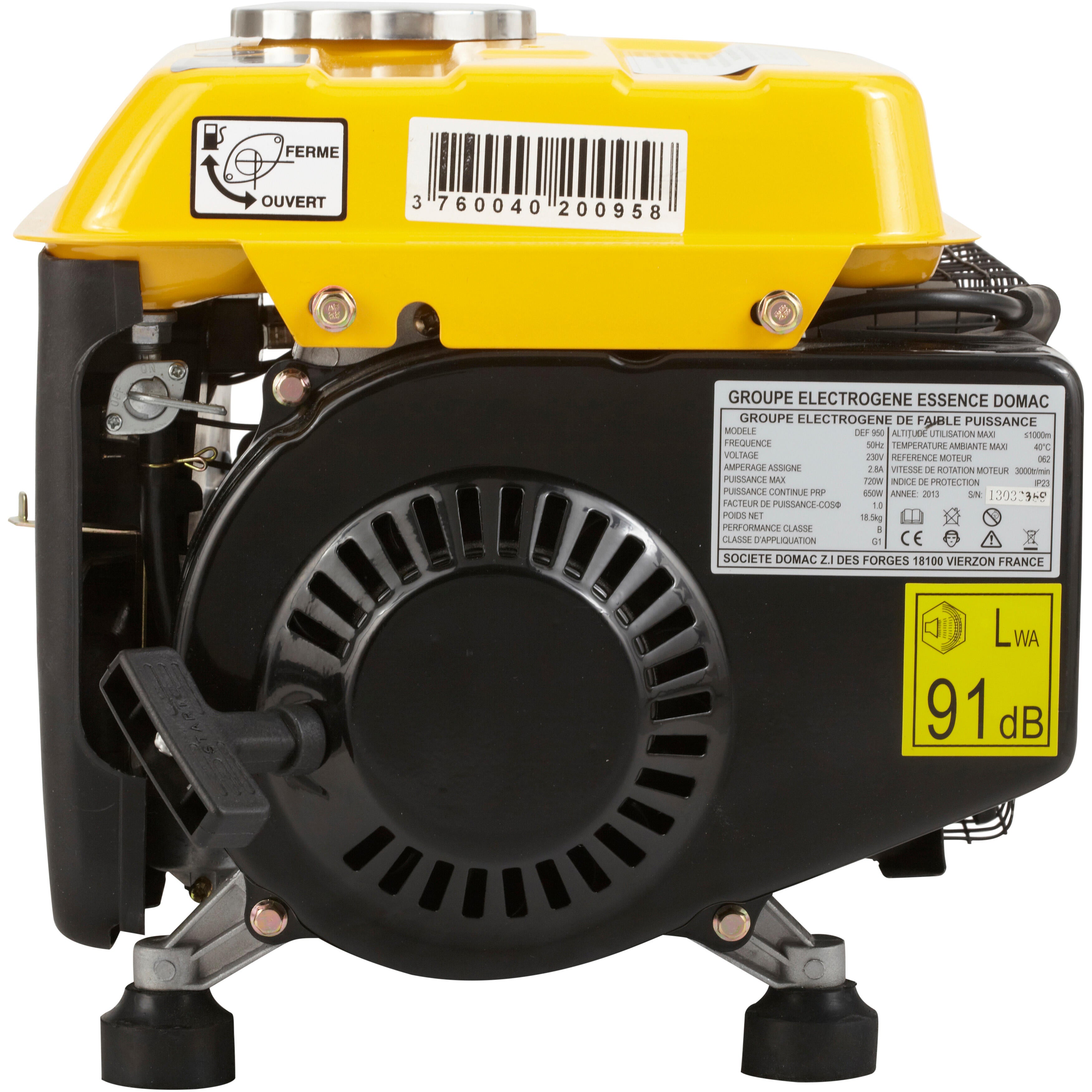 Groupe électrogène essence de chantier DEFITEC Def 950, 650 W - 2