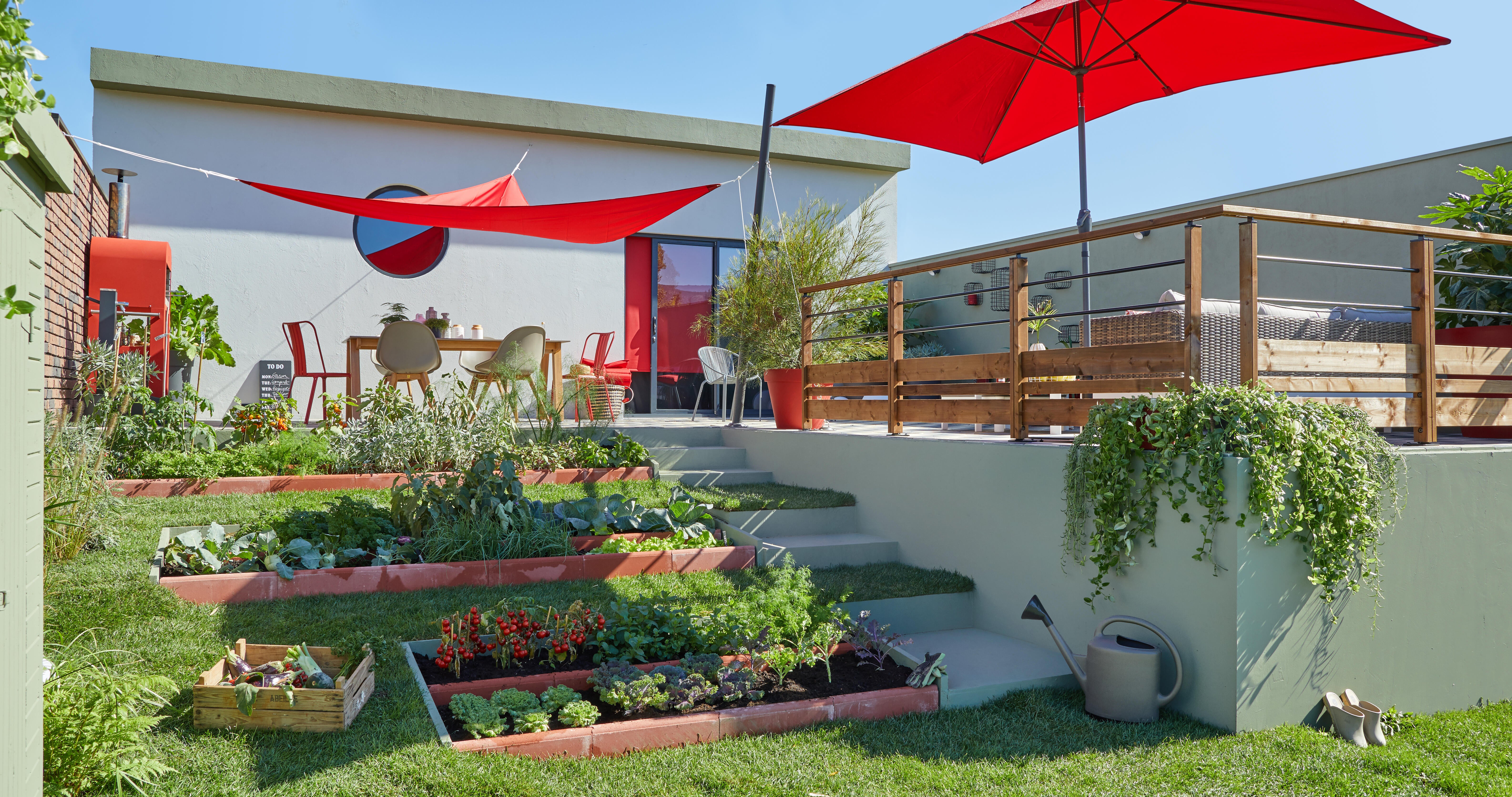 Pot plastique EDA Diam.60 L.60 x l.60 x H.47 cm rouge rubis - 5