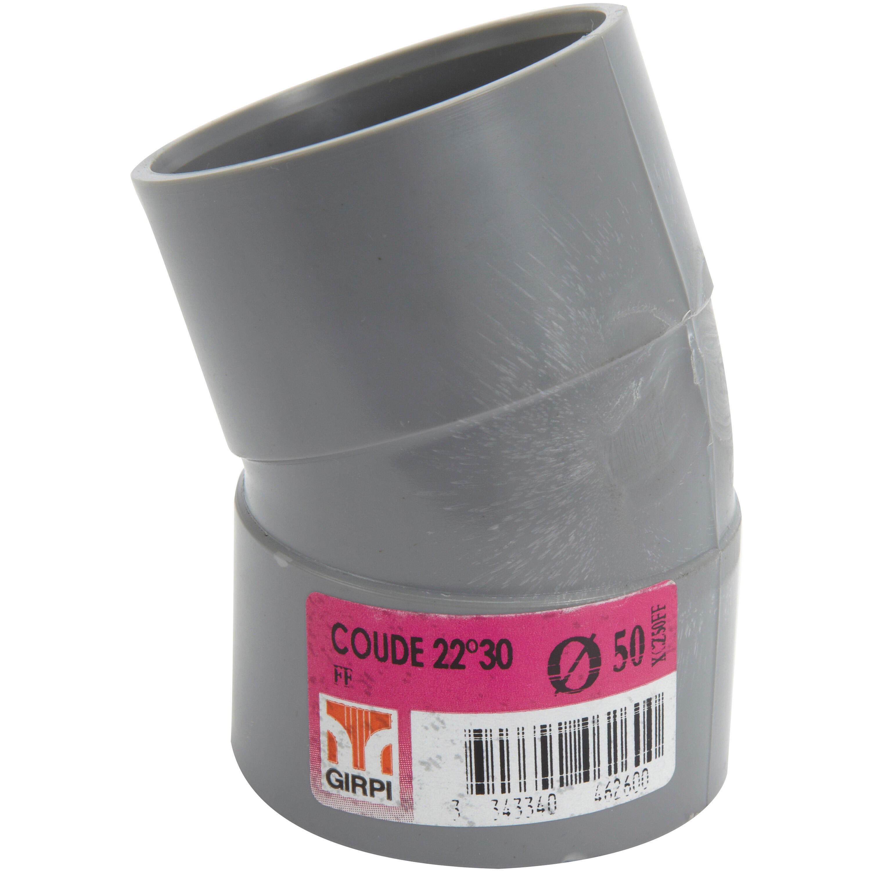 Coude 22°30 en pvc à coller, femelle / femelle, D.50 - 2