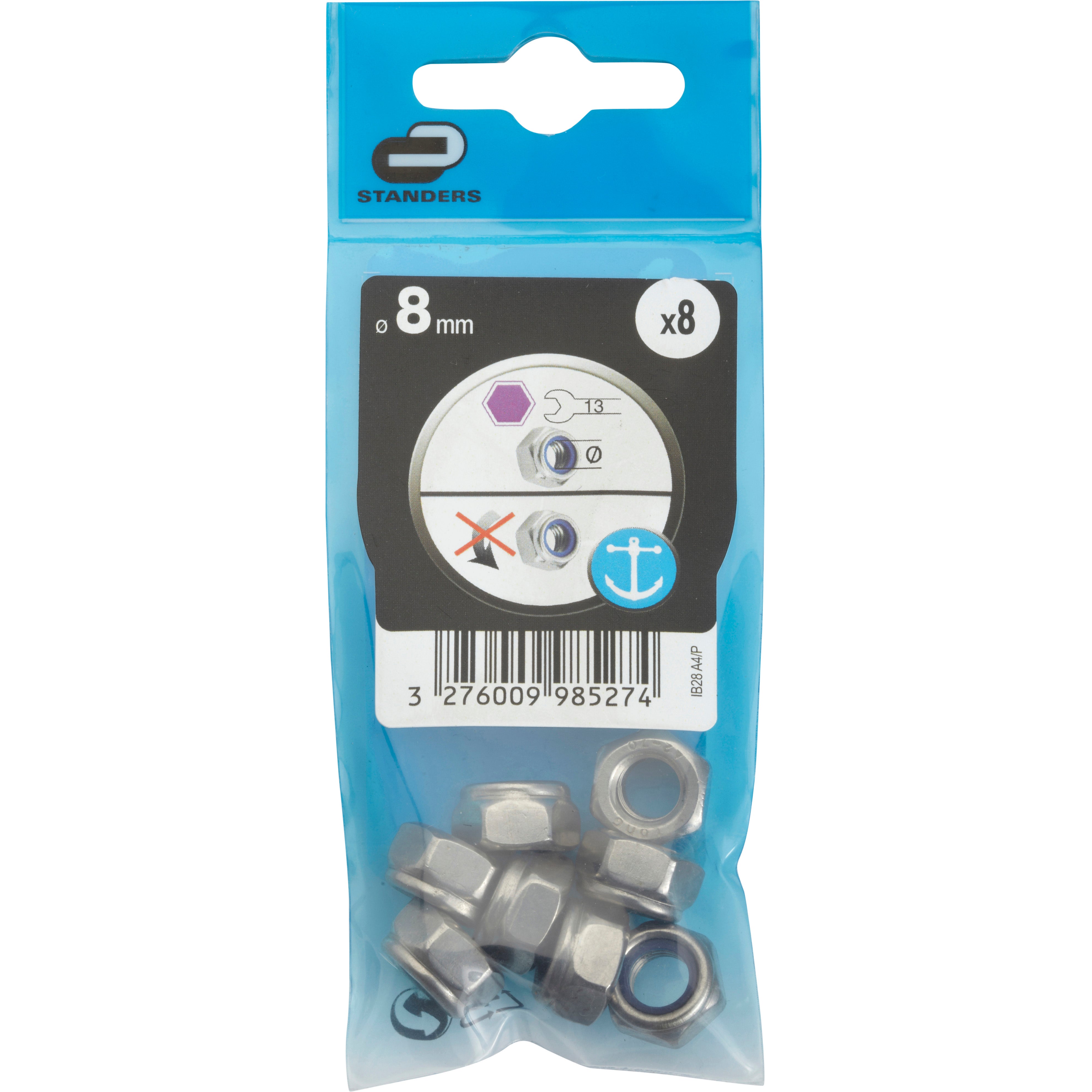 8 ecrous indesserrable inox, Ø8 mm STANDERS - 4