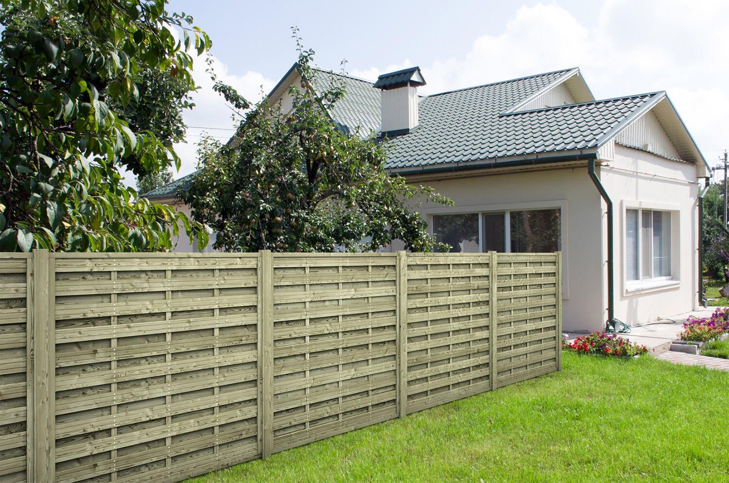 Panneau de clôture bois ajouré Anna STELMET, l.180 x H.200 cm, naturel - 3