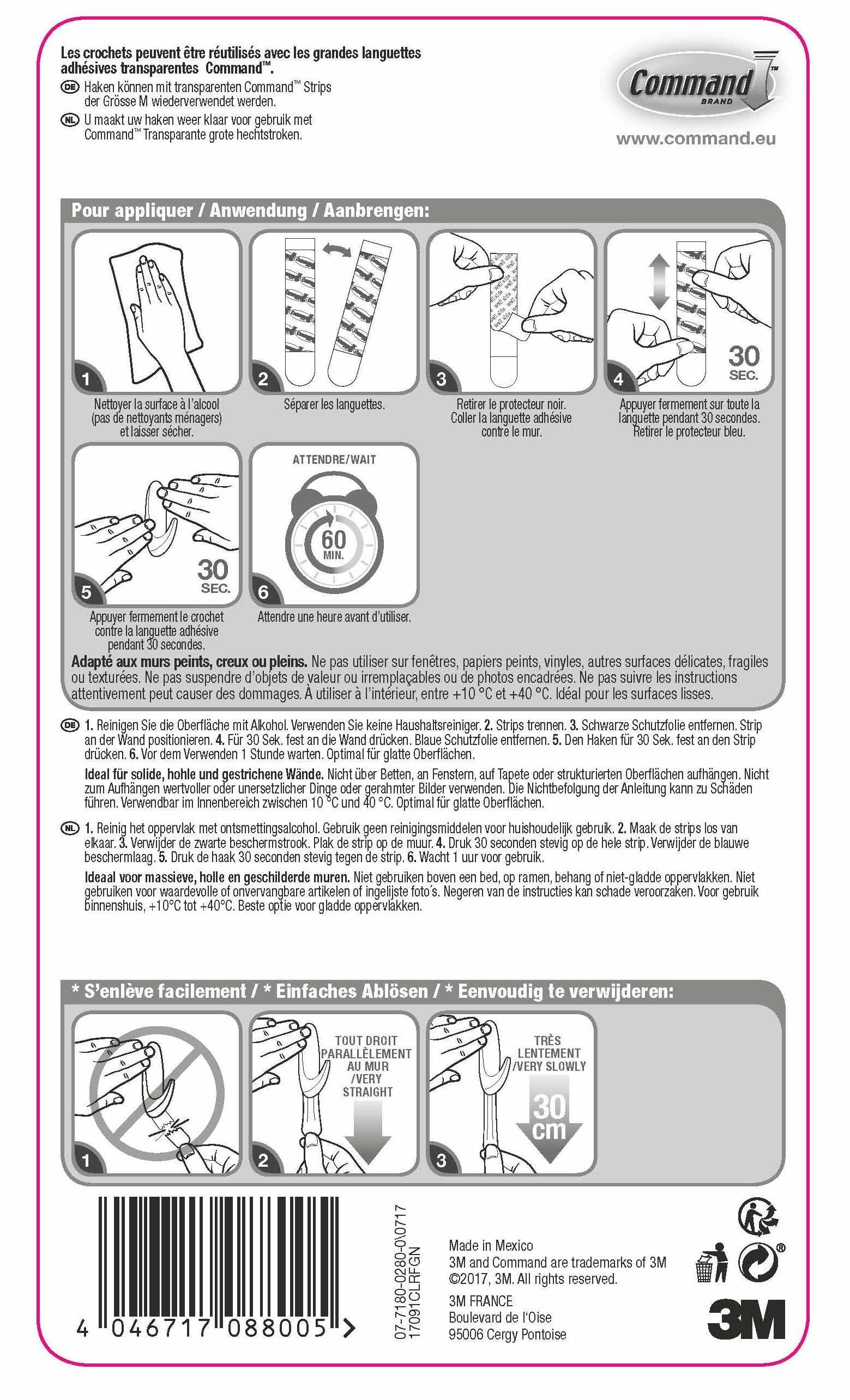 Lot de 2 crochets adhésifs 1 tête incolore / transparent ovale COMMAND - 4
