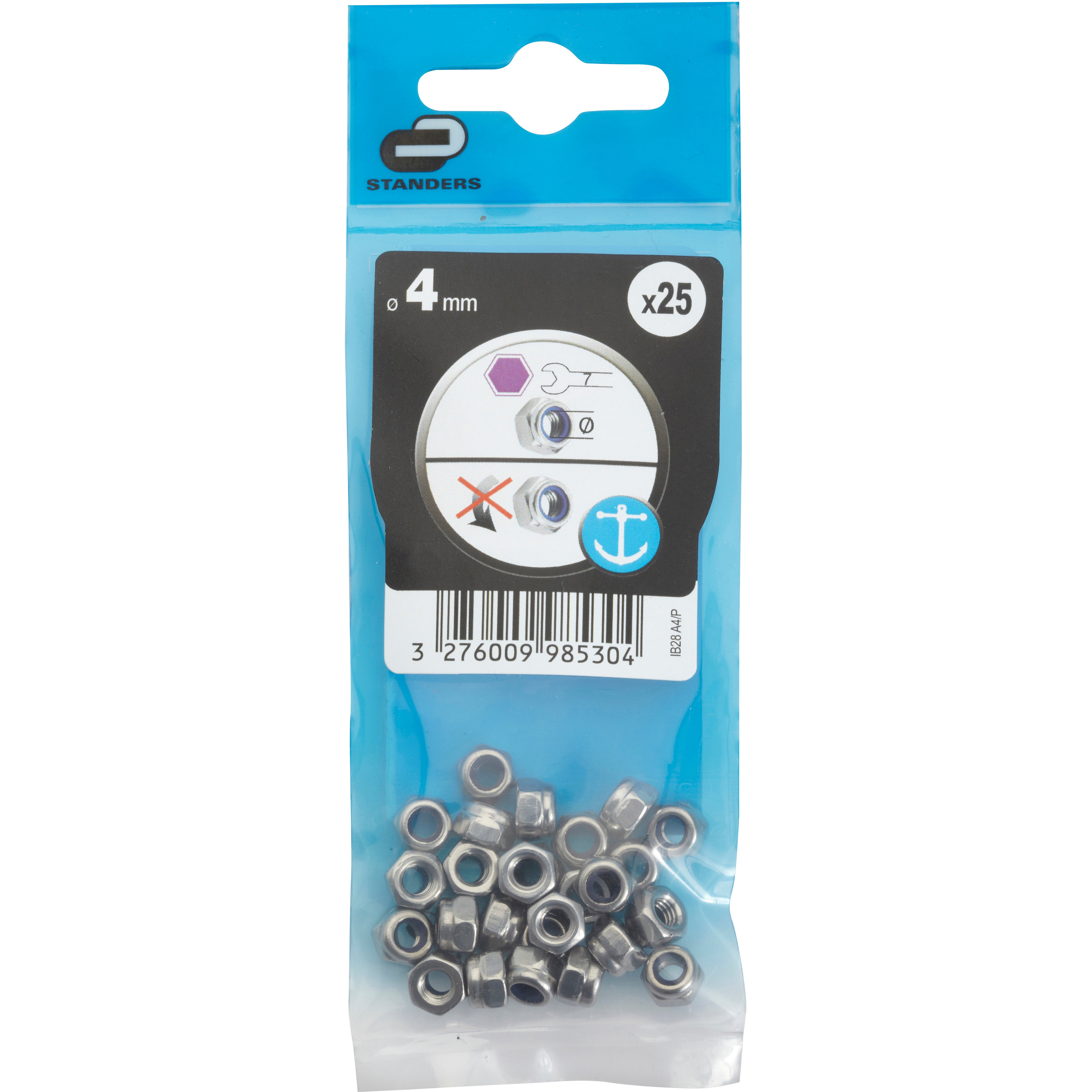 25 écrous acier STANDERS, Ø4 mm - 4