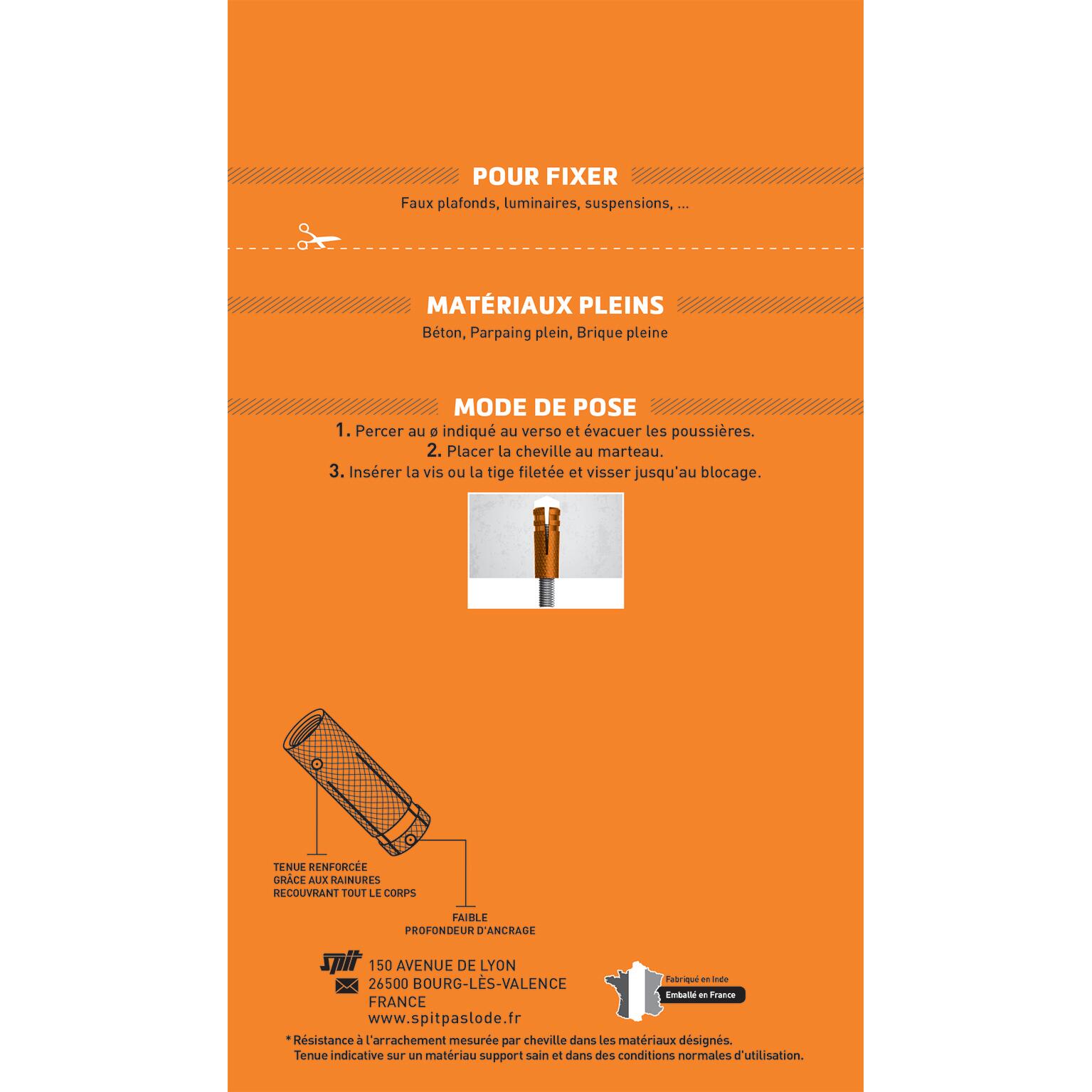 Kit chevilles et vis laiton SPIT x 20 mm - 2