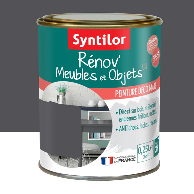 Peinture meuble et boiserie Rénov' SYNTILOR gris design mat 250ml