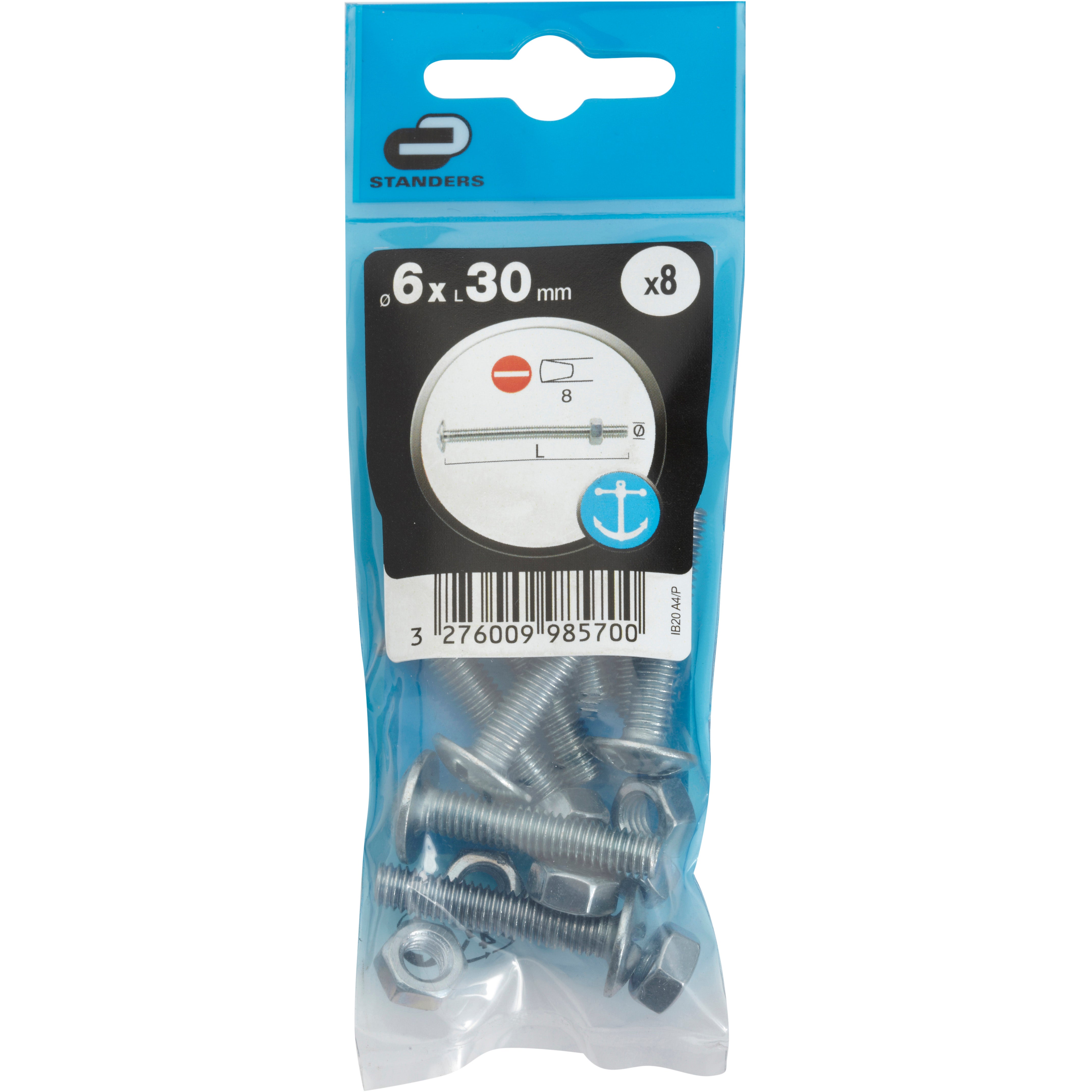 8 boulons poêlier inox A4 STANDERS, Ø6 x L.30 mm - 4