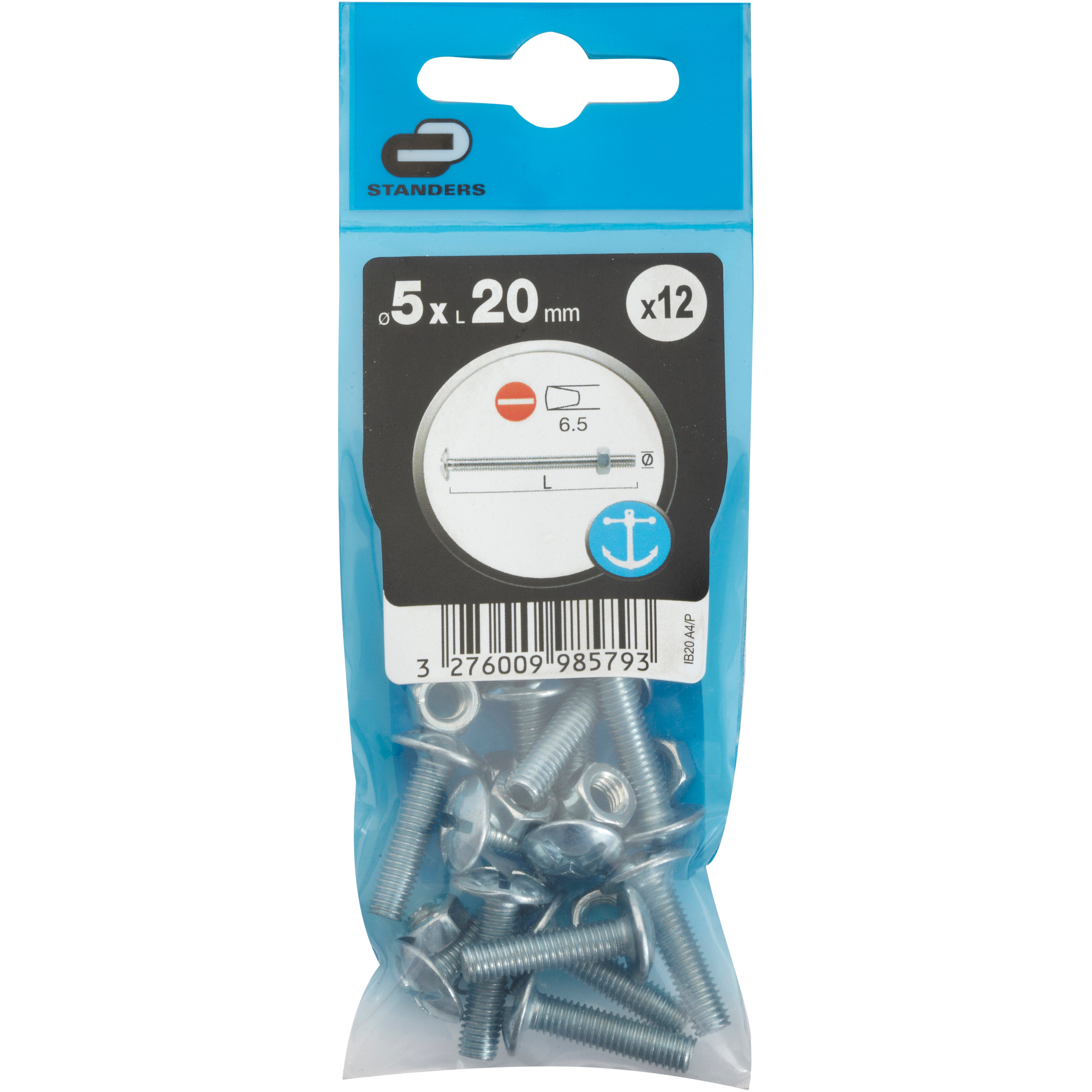 12 boulons acier poêlier inox A4 STANDERS, Ø5 x L.20 mm - 4