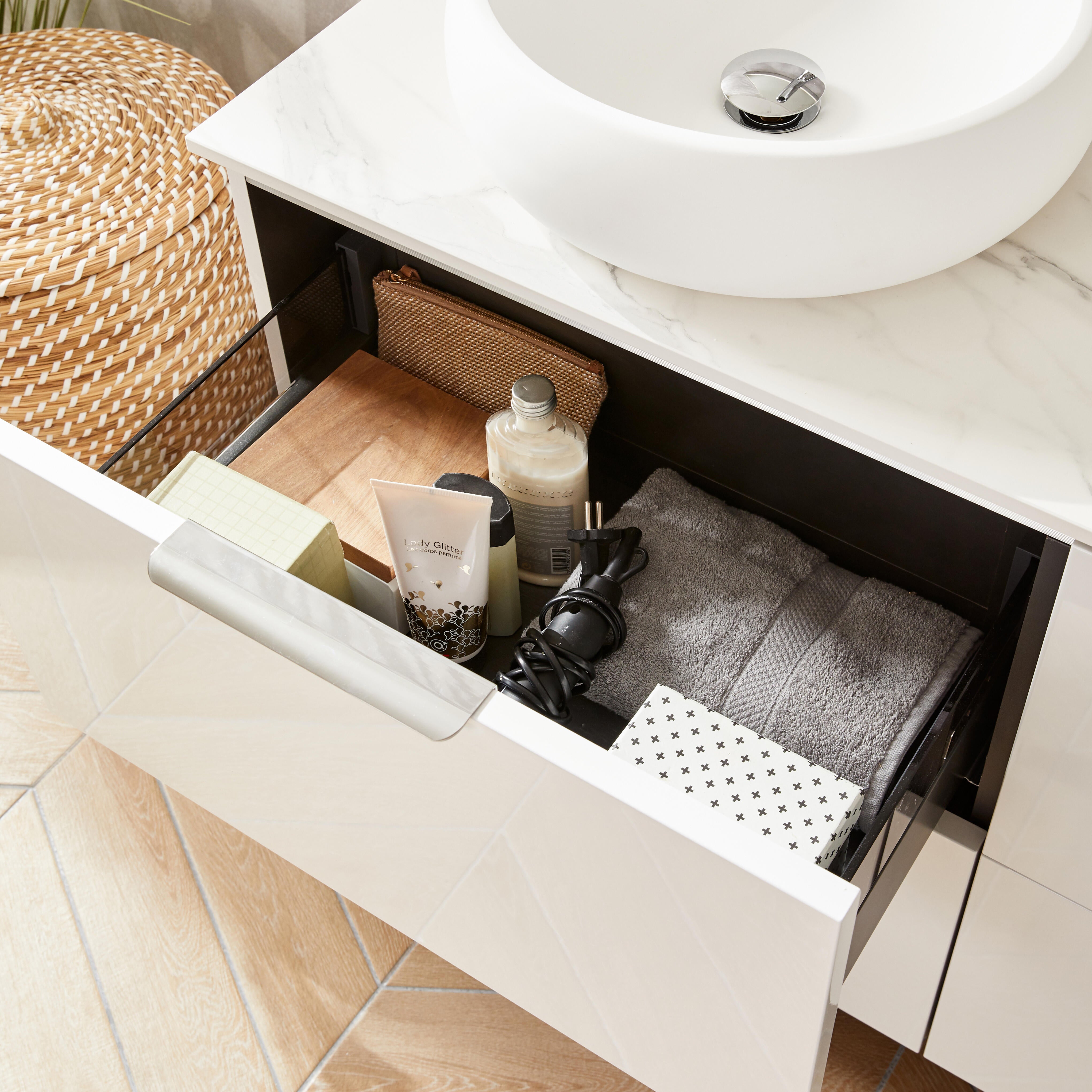 Meuble sous-vasque double vasque 4t l.120 x H.64 x P.48 cm blanc Neo line - 3