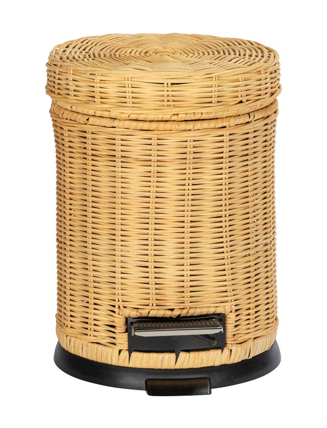Potadak Panier Poubelle Tissé Rotin Imitation Avec Couvercle – Élégant & Pratique 28 Cm