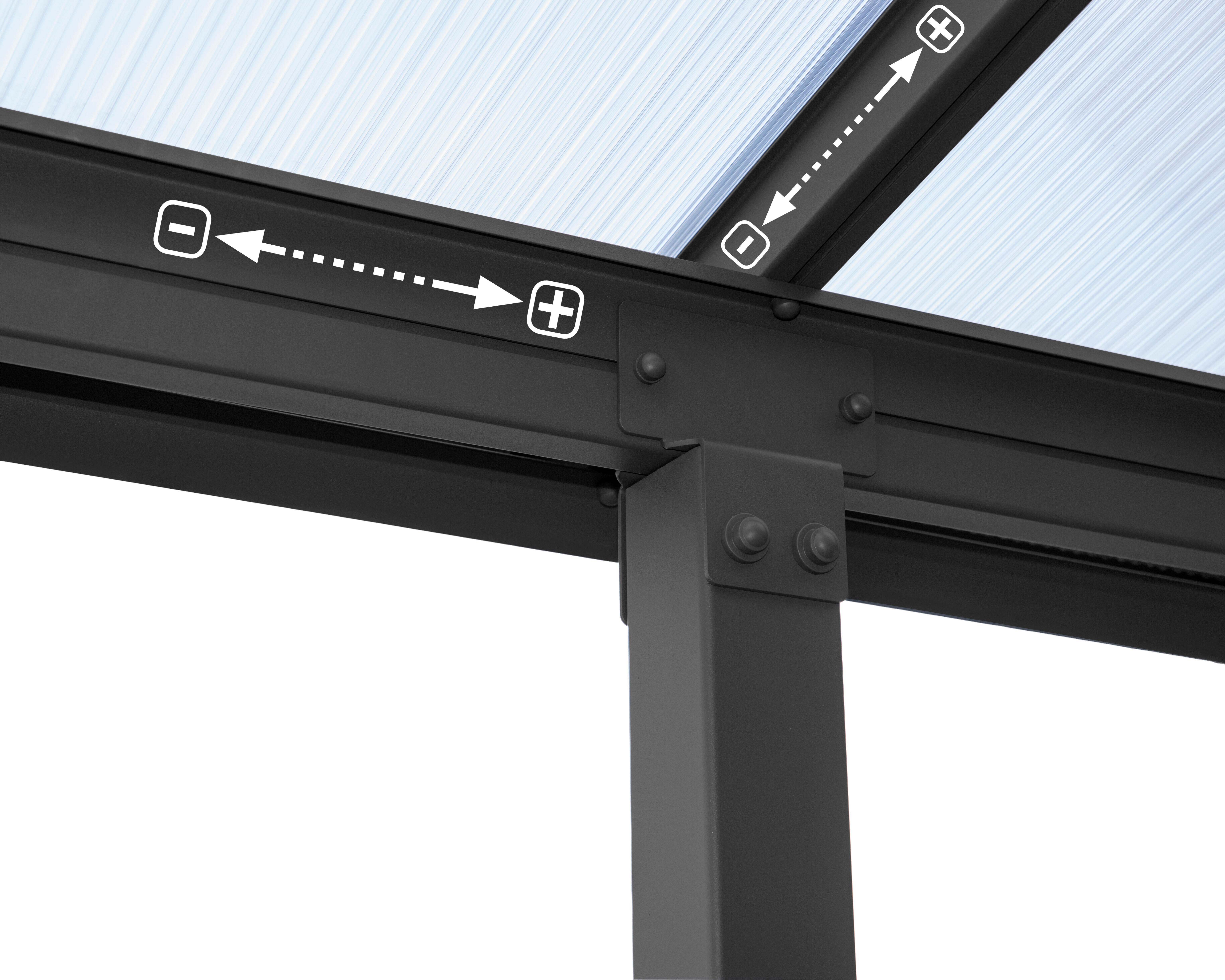 Pergola adossée grise OLYMPIA 9.1 m², aluminium et polycarbonate, PALRAM - 3