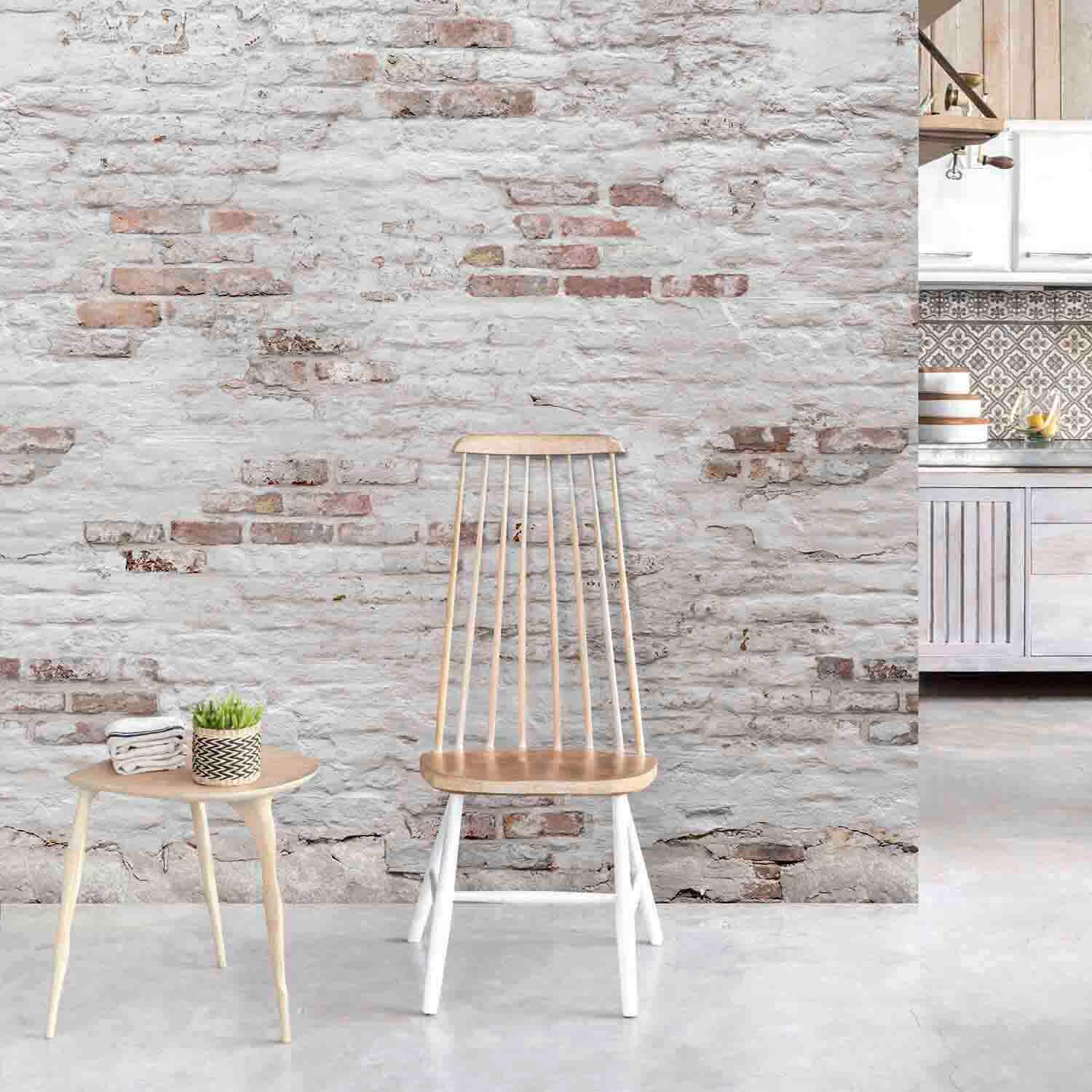 Papier peint panoramique brique blanc et marron l.159 x H.280 cm - 5