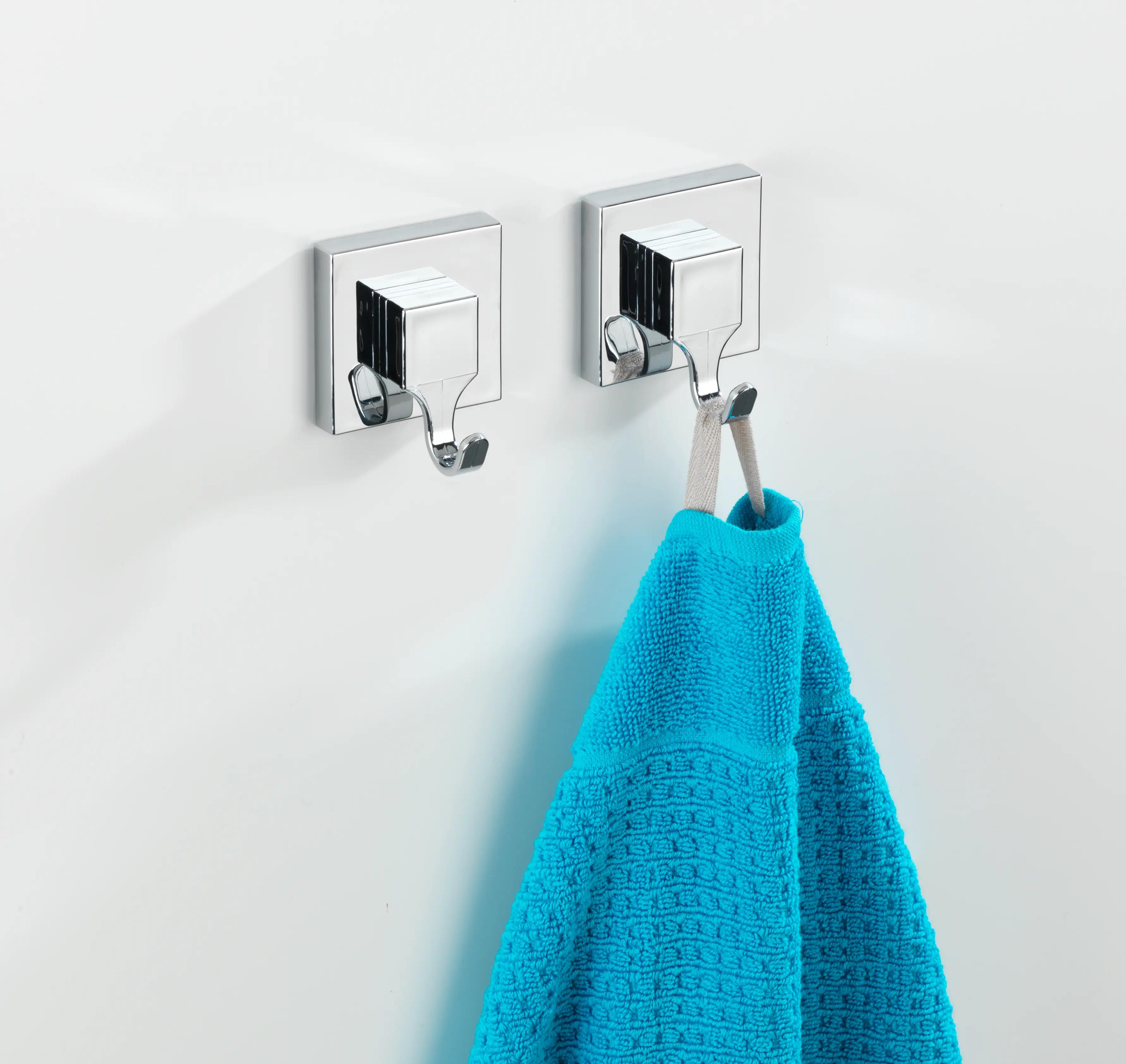 Lot de 2 Crochet adhésif 1 tête chromé Vacuum loc carré WENKO - 2