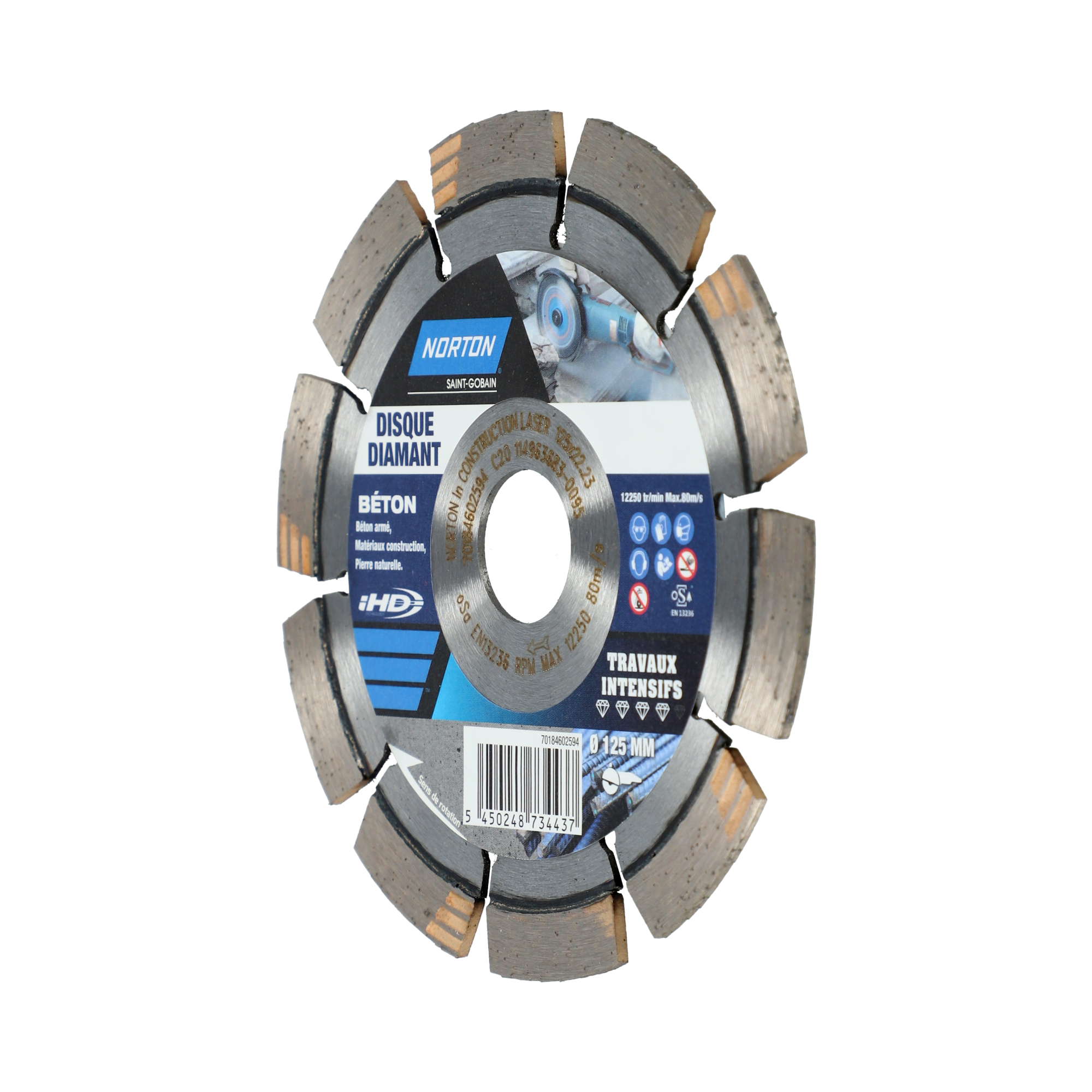 Disque diamant intensif segmenté pour matériaux de construction NORTON,Diam125mm - 2
