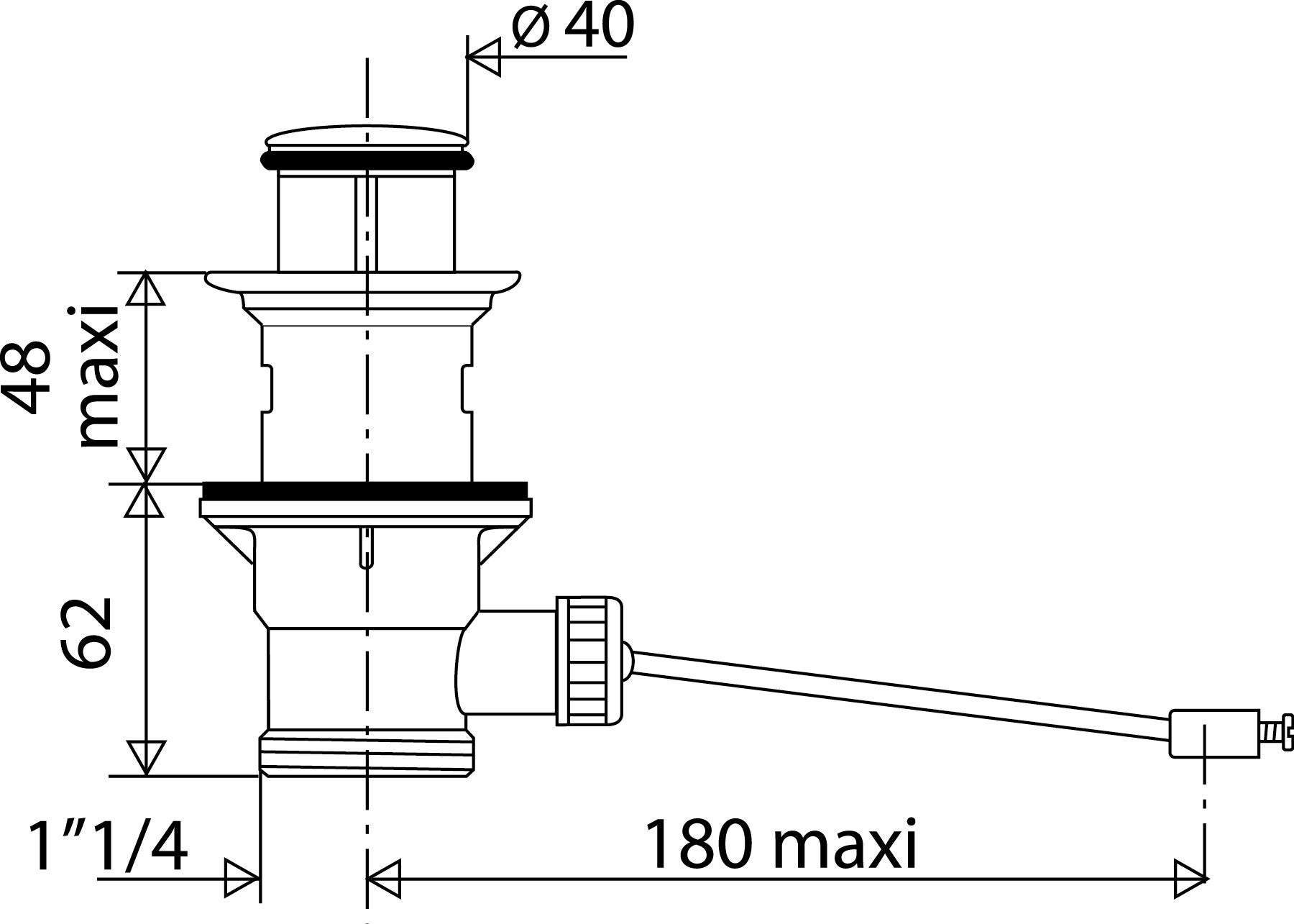 Bonde à tirette pour lavabo, blanc / chrome, Diam.32 mm, VALENTIN - 2