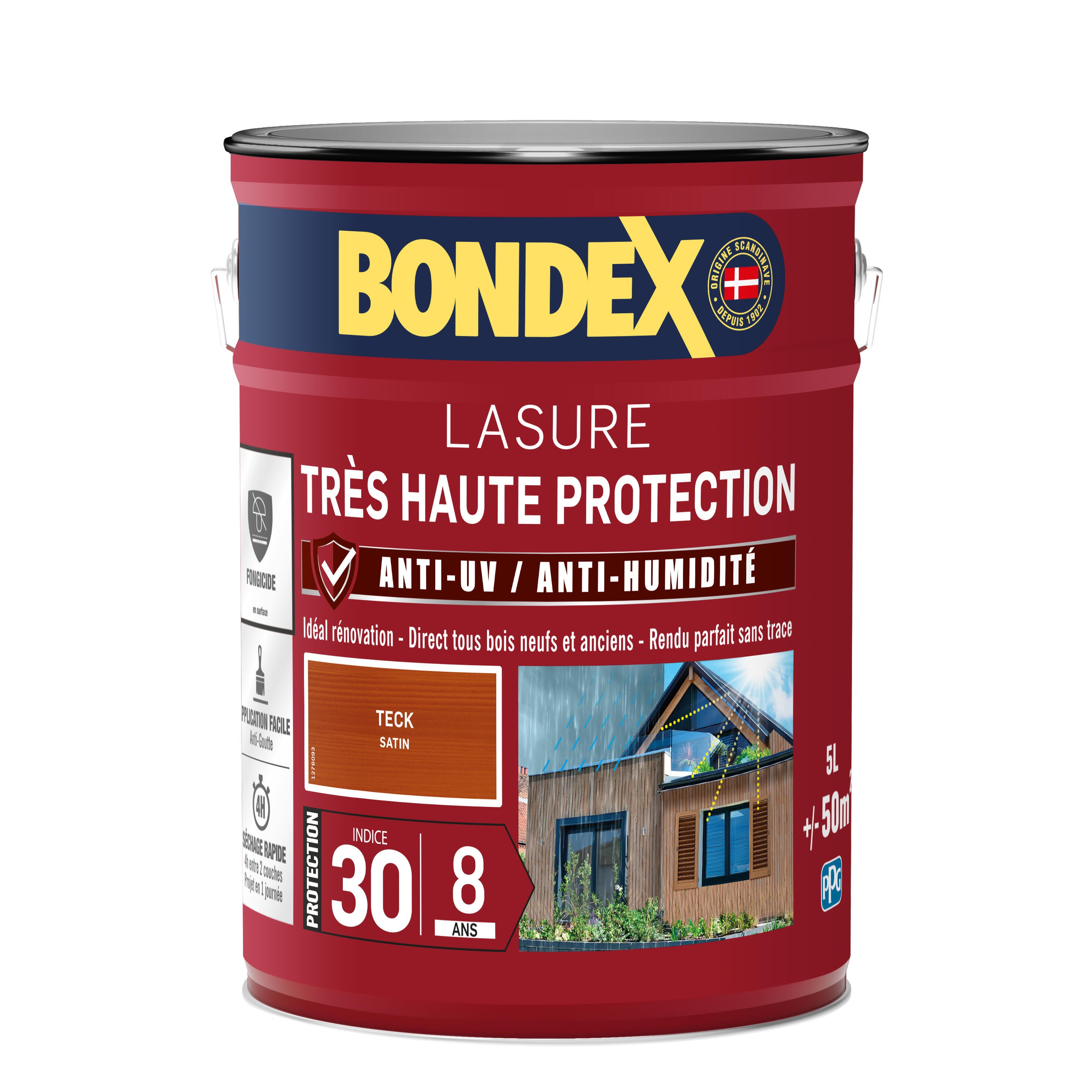 Lasure BONDEX Très haute protection 8 ans teck satiné 5 l - 4