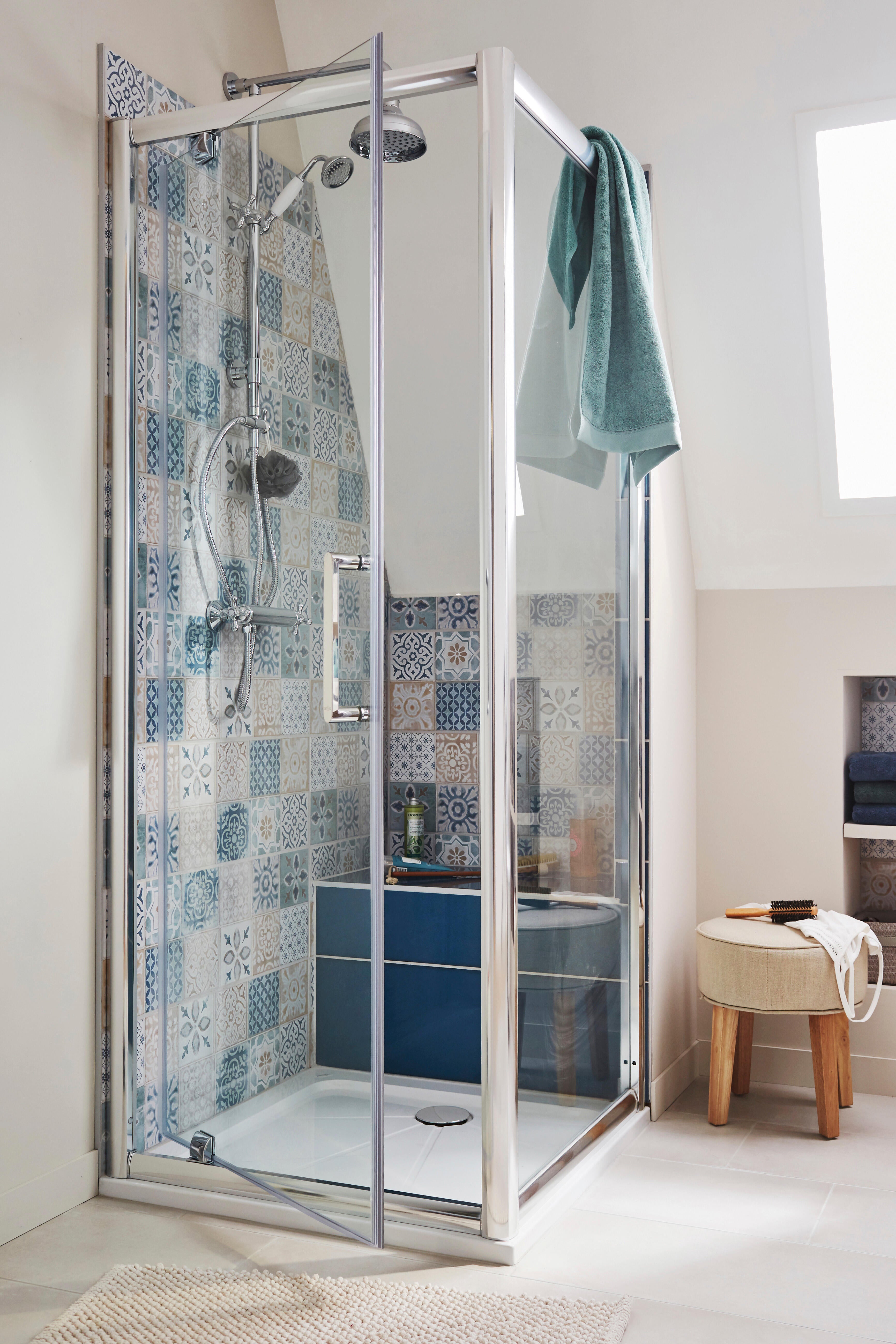 Porta doccia battente Quad, L 90.5 cm x H 190 cm x SP 6 mm, profilo argento - 2