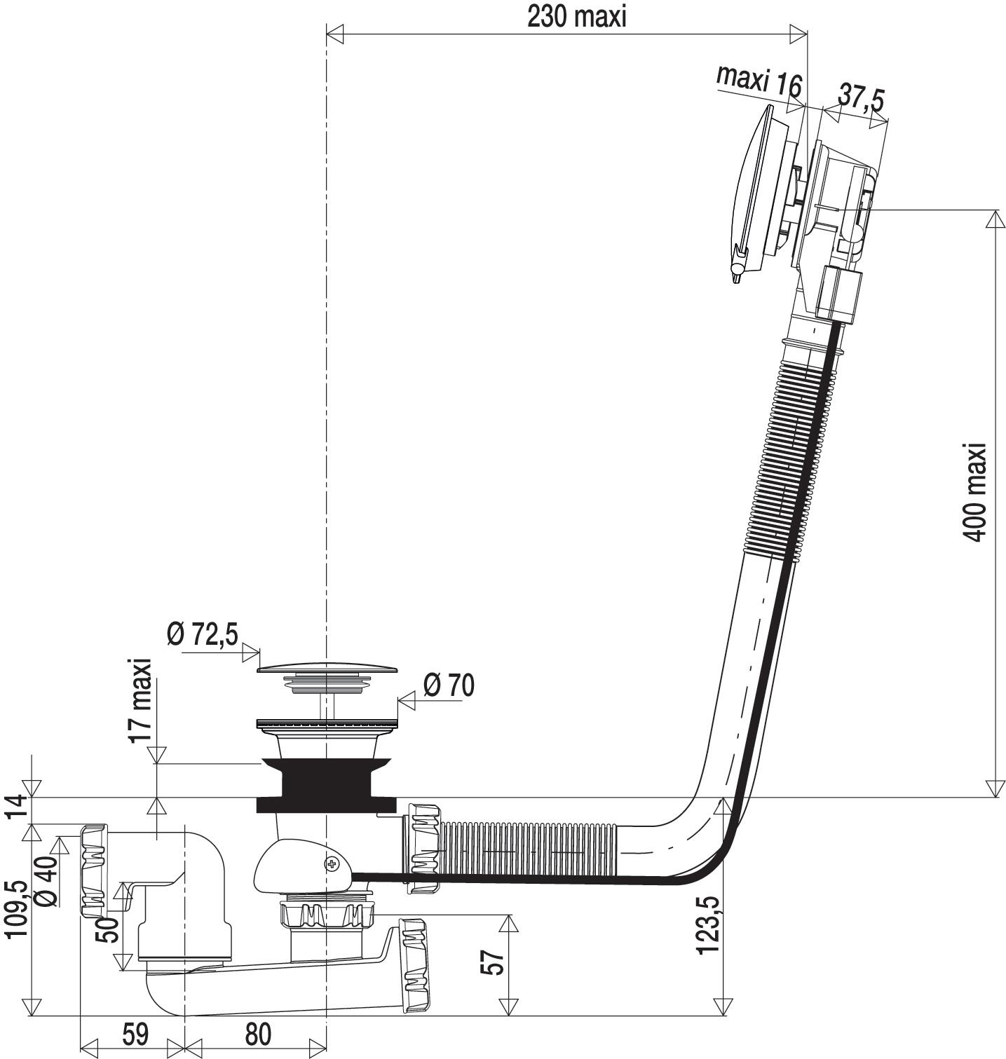 Vidage pour baignoire avec volant vidage baignoire remplissage par le fond silen - 2
