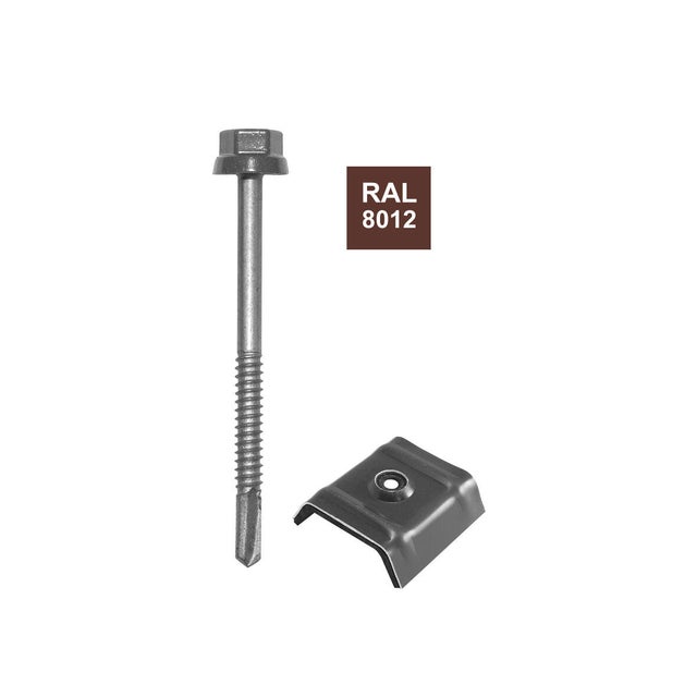 Kit de 25 fixations, L.75 mm brun rouge ral 8012 BOL-FIXATIONS
