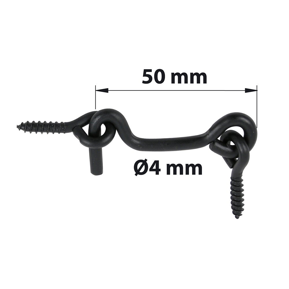 Crochet contrevent et piton noir, Diam. 4 x L.50 mm AFBAT (menuiserie bois) - 3