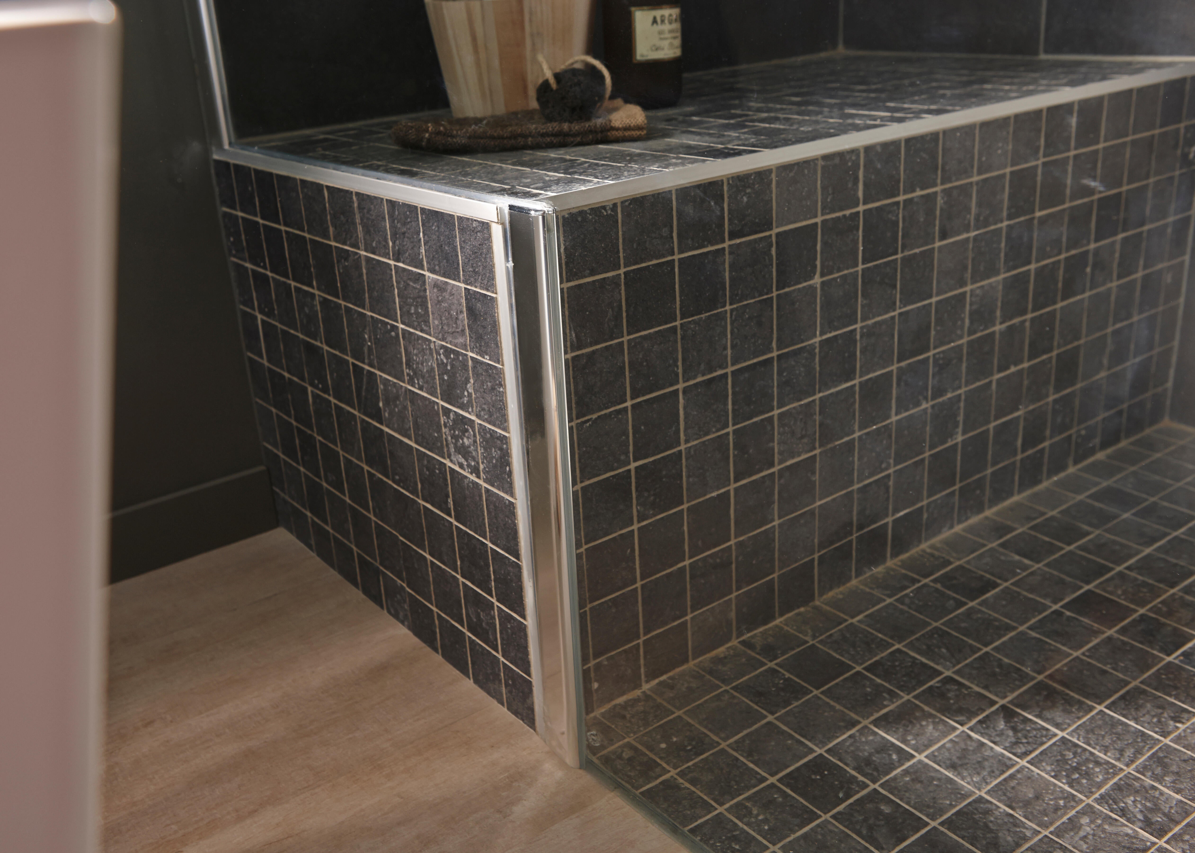 1 plaque de mosaïque Vestige grès cérame effet pierre anthracite, gris 30 x 30 c - 5