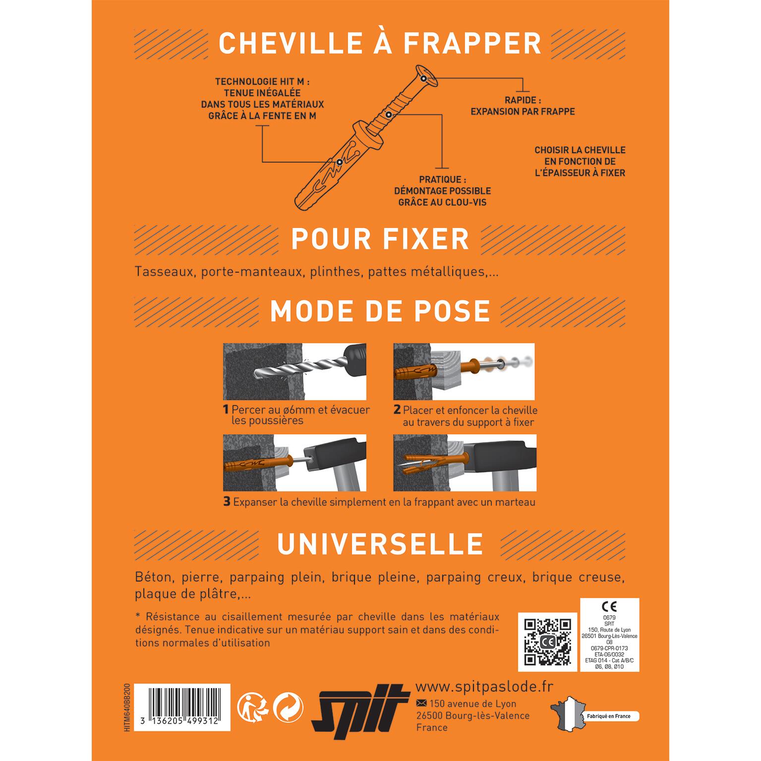 Lot de 200 Cheville murale hit m HITM640BB200 SPIT x L.40 mm - 2