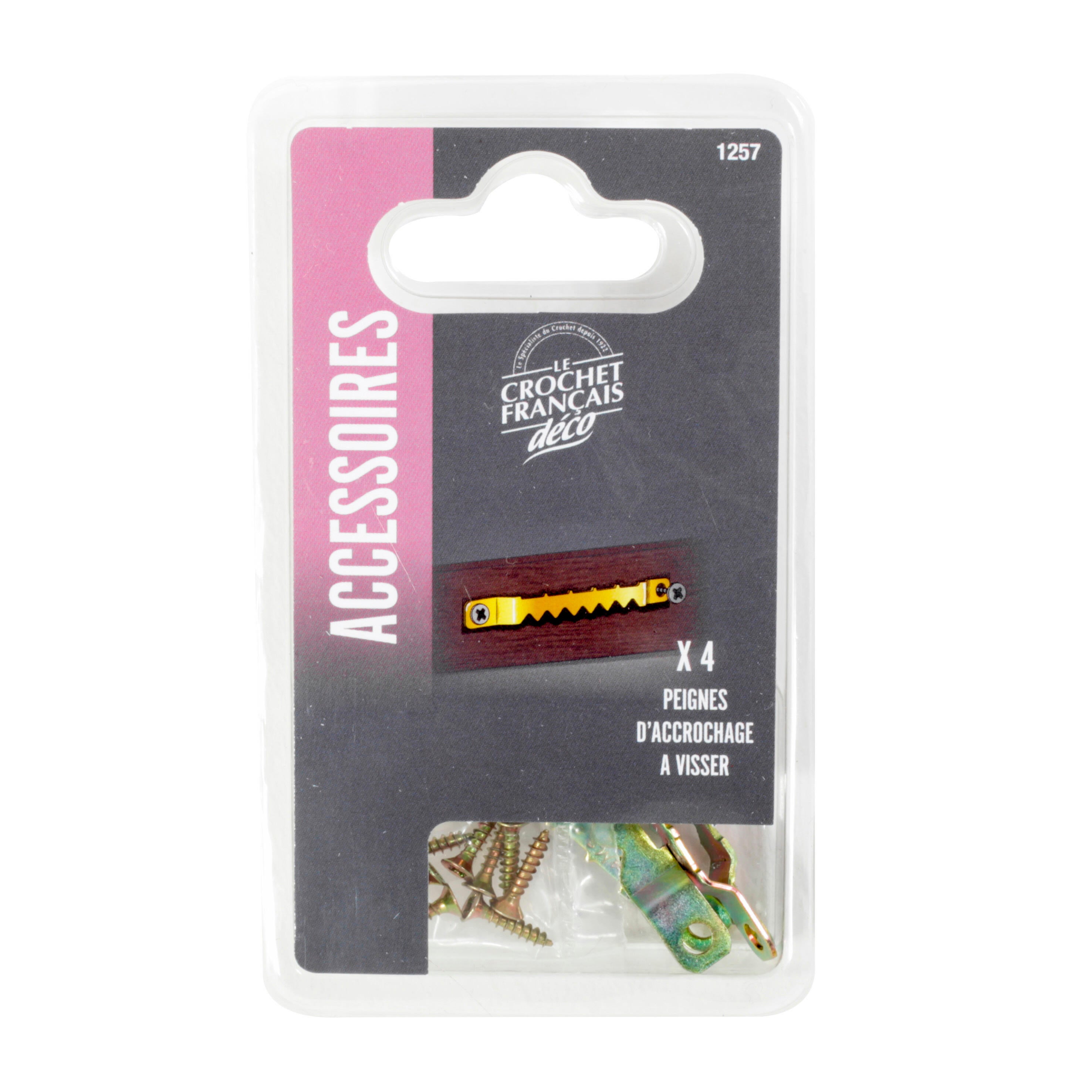Lot 4 peignes d'accrochage à visser pour petits cadres bois LE CROCHET FRANCAIS - 4