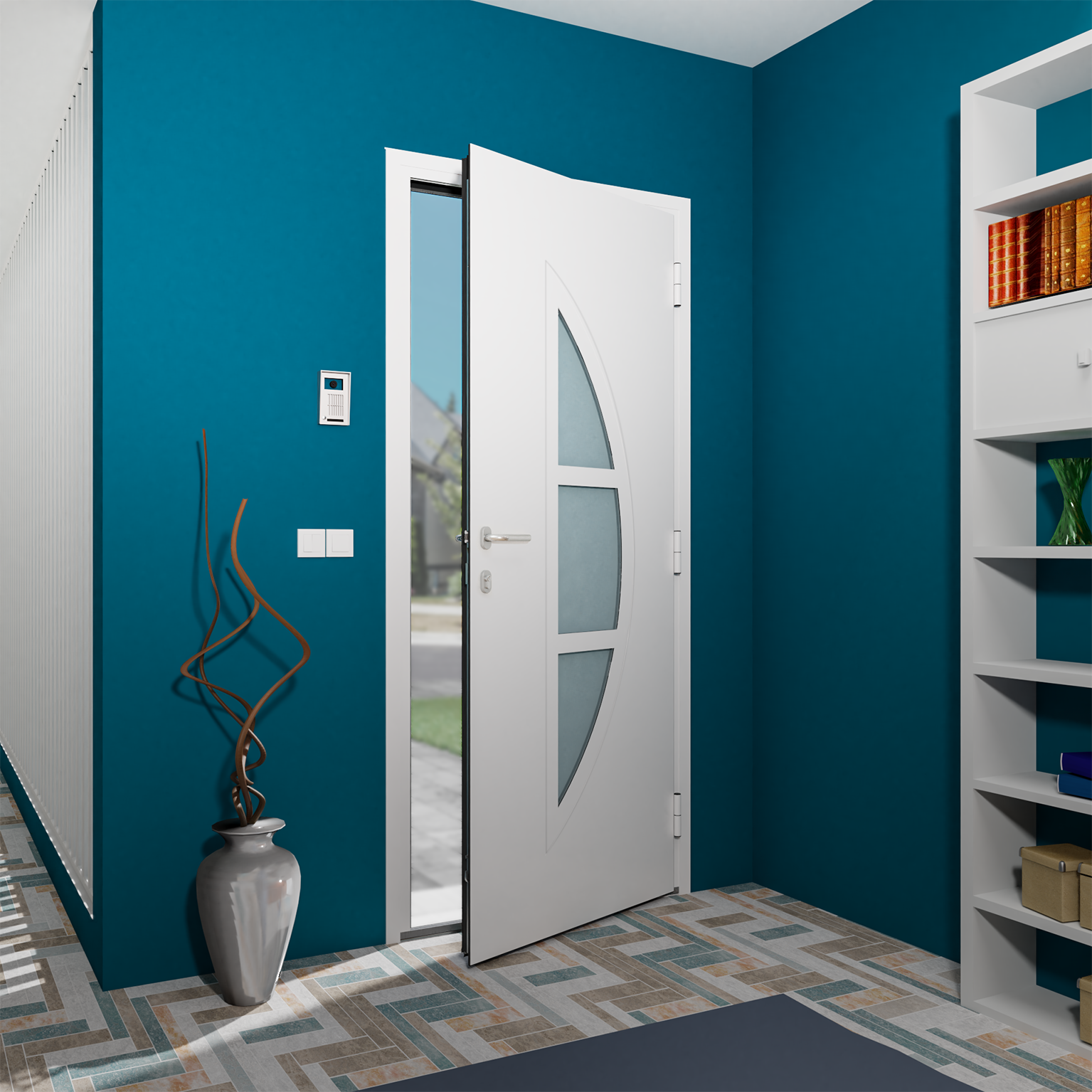 Porte d'entrée Alu Omaha 2 Essentiel H.215 x l.90 cm gris anthr., p. gauche - 2